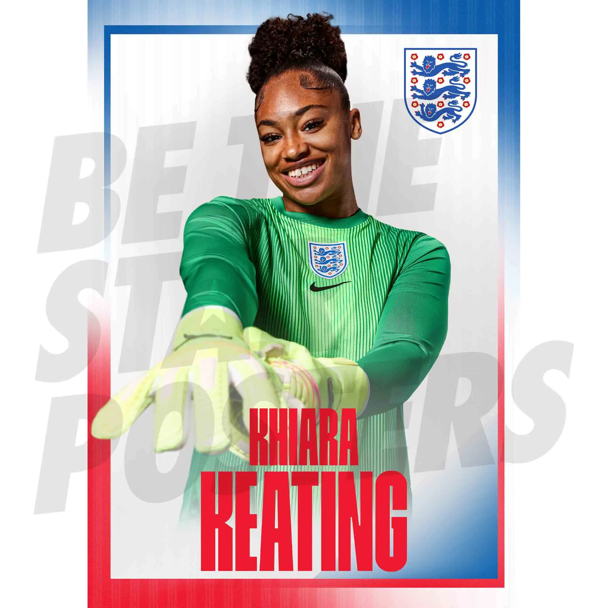 England Lionesses Khiara Keating 25/26 Home Headshot A3 Poster