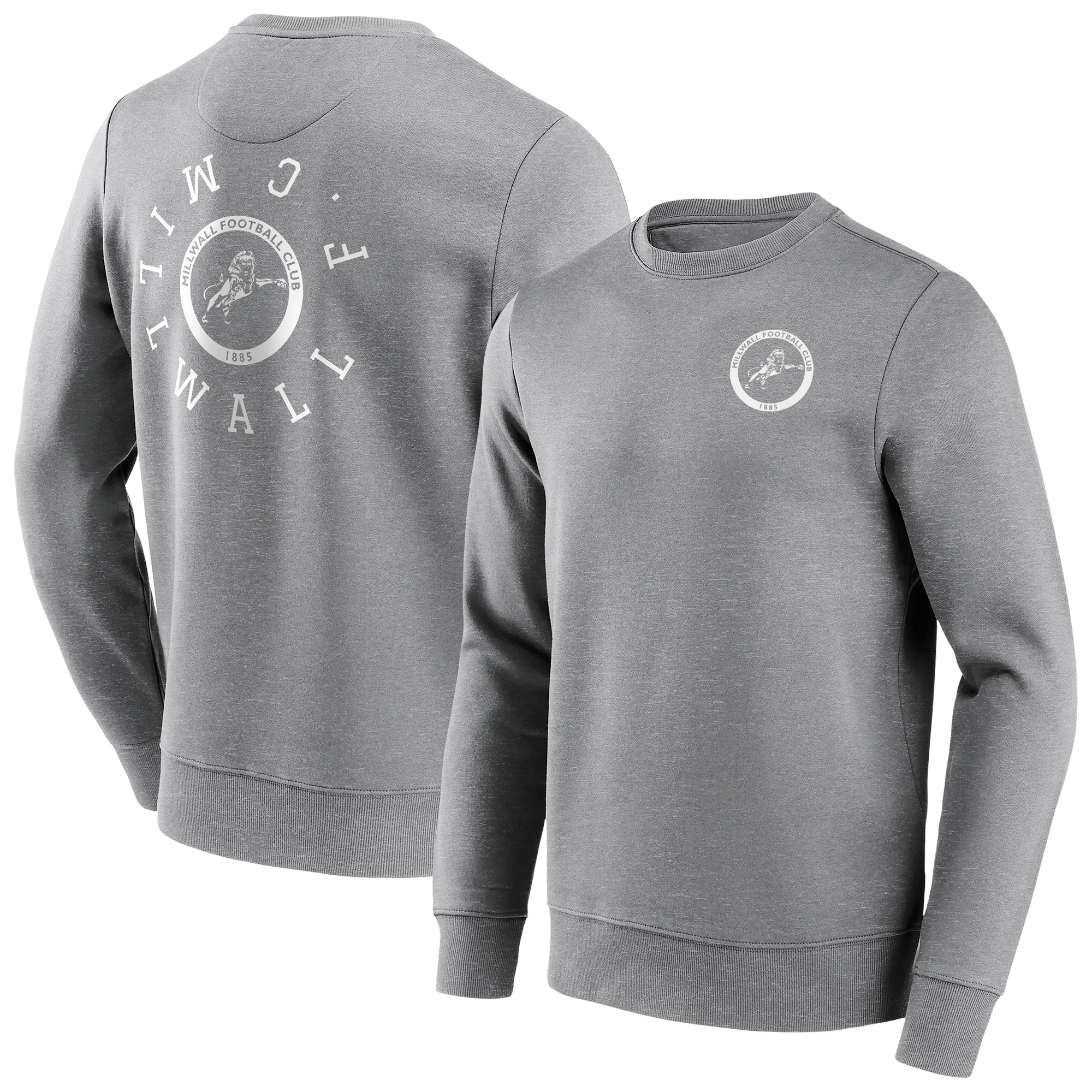 Millwall Loop Graphic Front & Back Crew Sweatshirt - Sports Grey - Mens