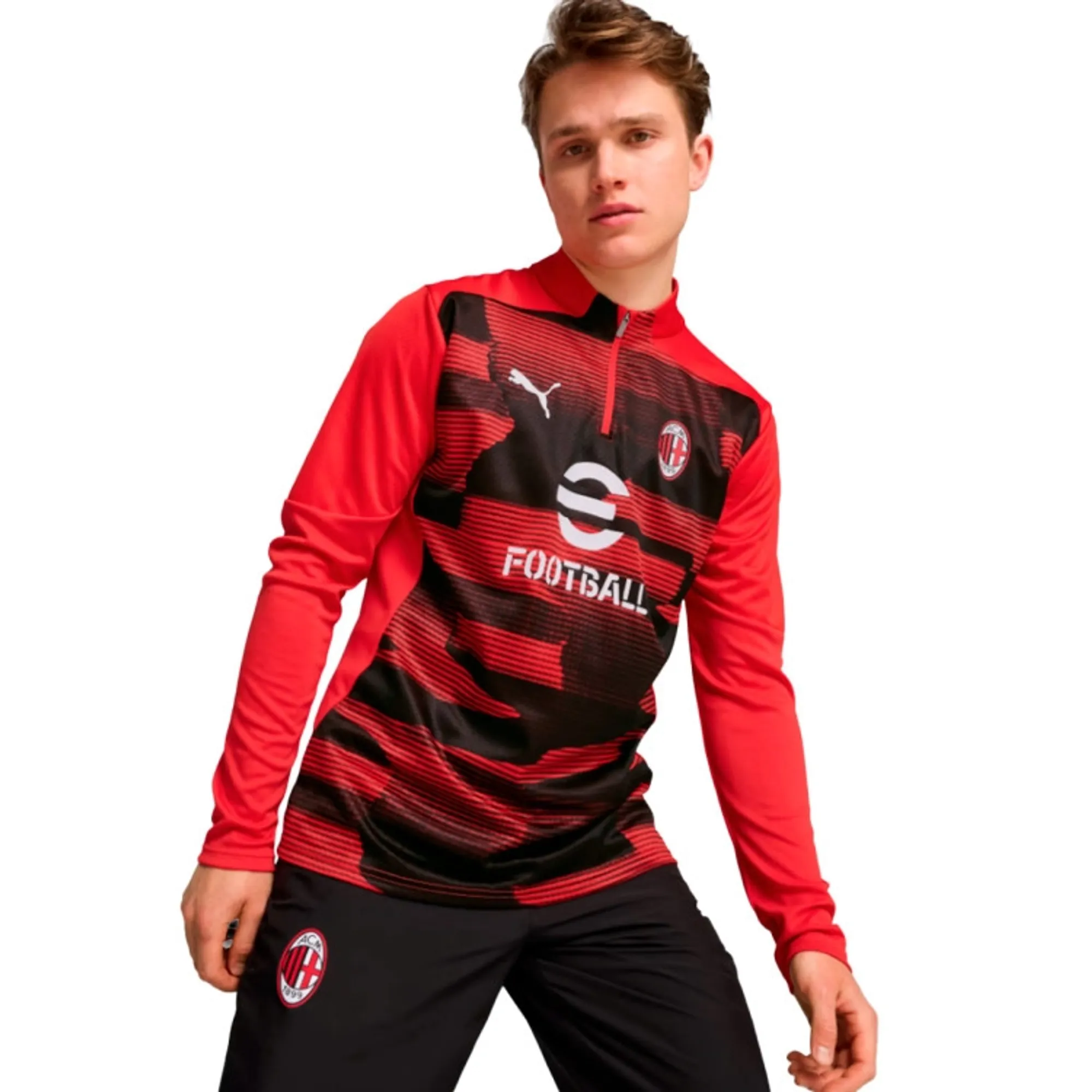 AC Milan Puma Prematch 1/4 Zip Top - Tan