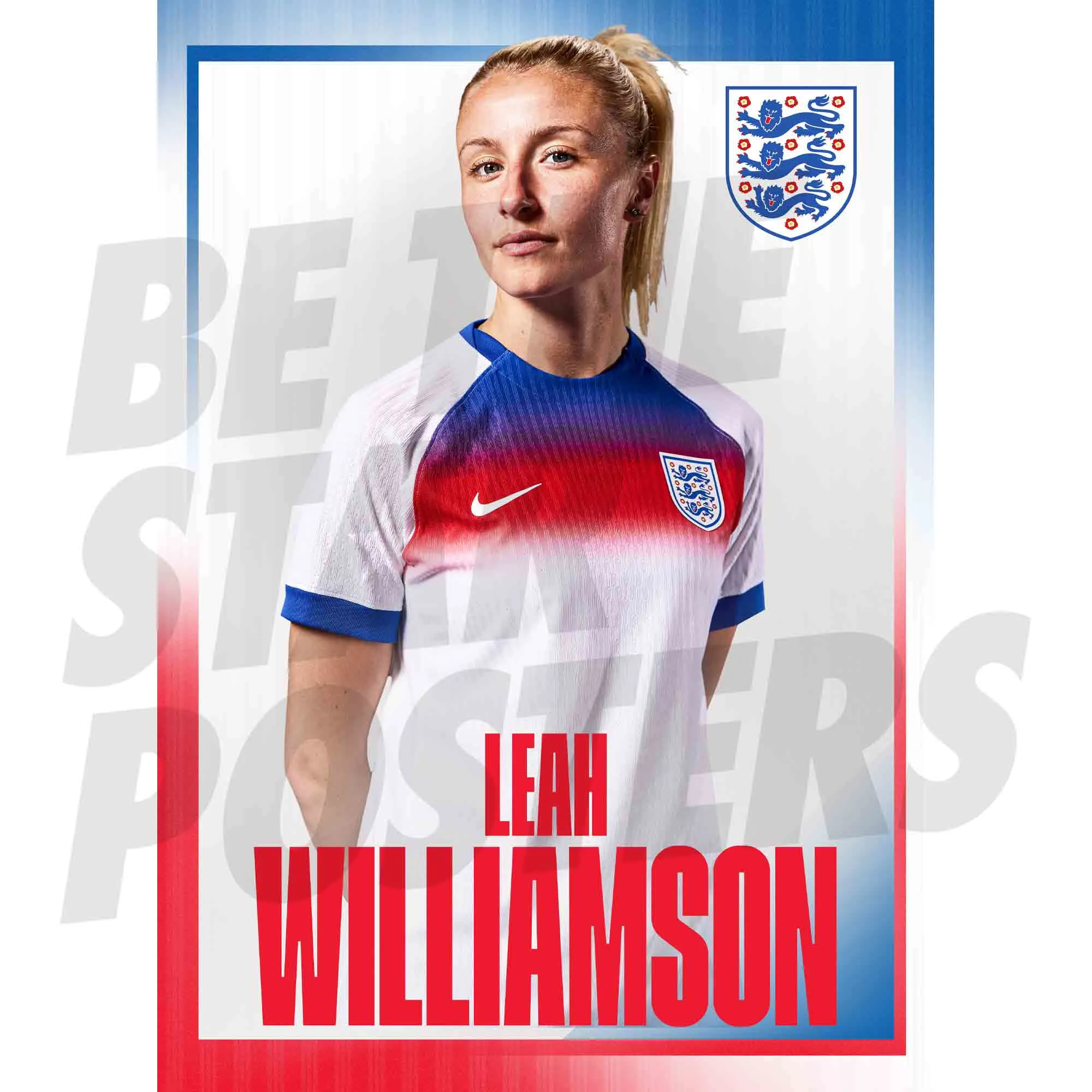 England Lionesses Leah Williamson 25/26 Home Headshot A3 Poster