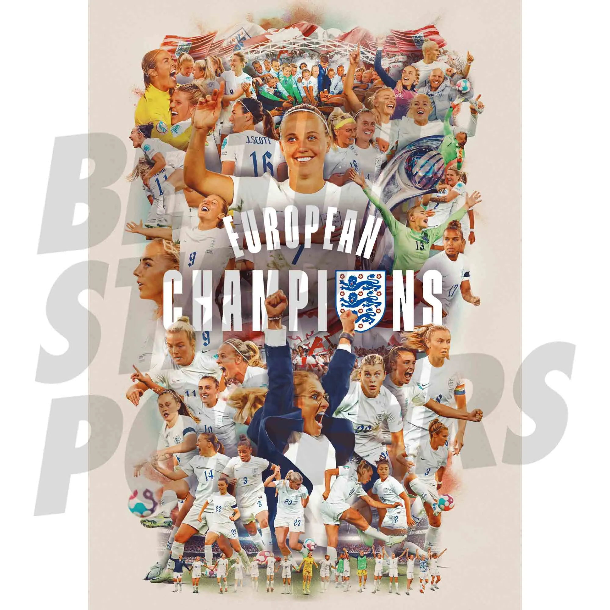 England Lionesses European Champions 22 Montage A2 Poster
