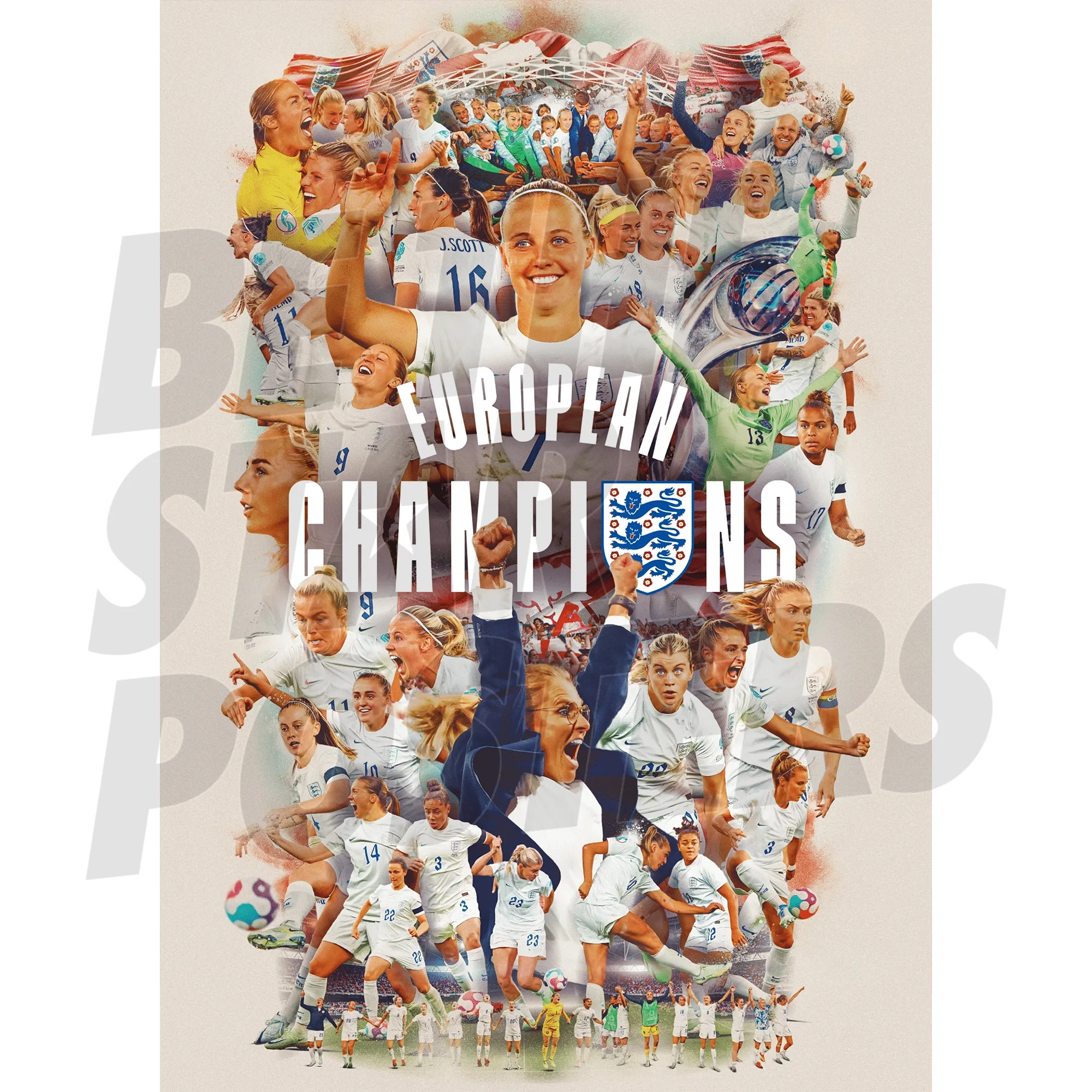 England European Champions Player Montage Poster A2