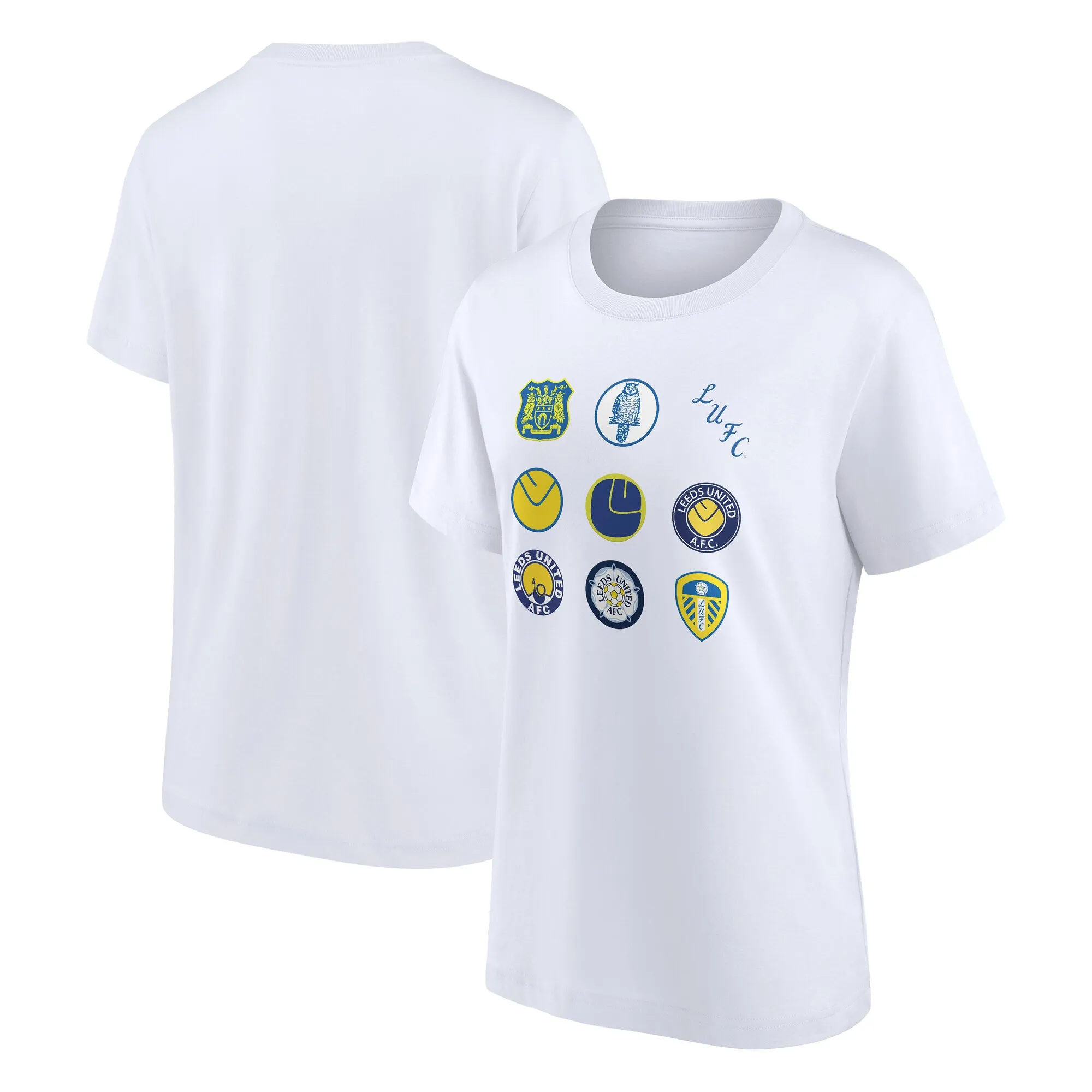 Leeds United History Of Crests Graphic T-Shirt - White - Womens