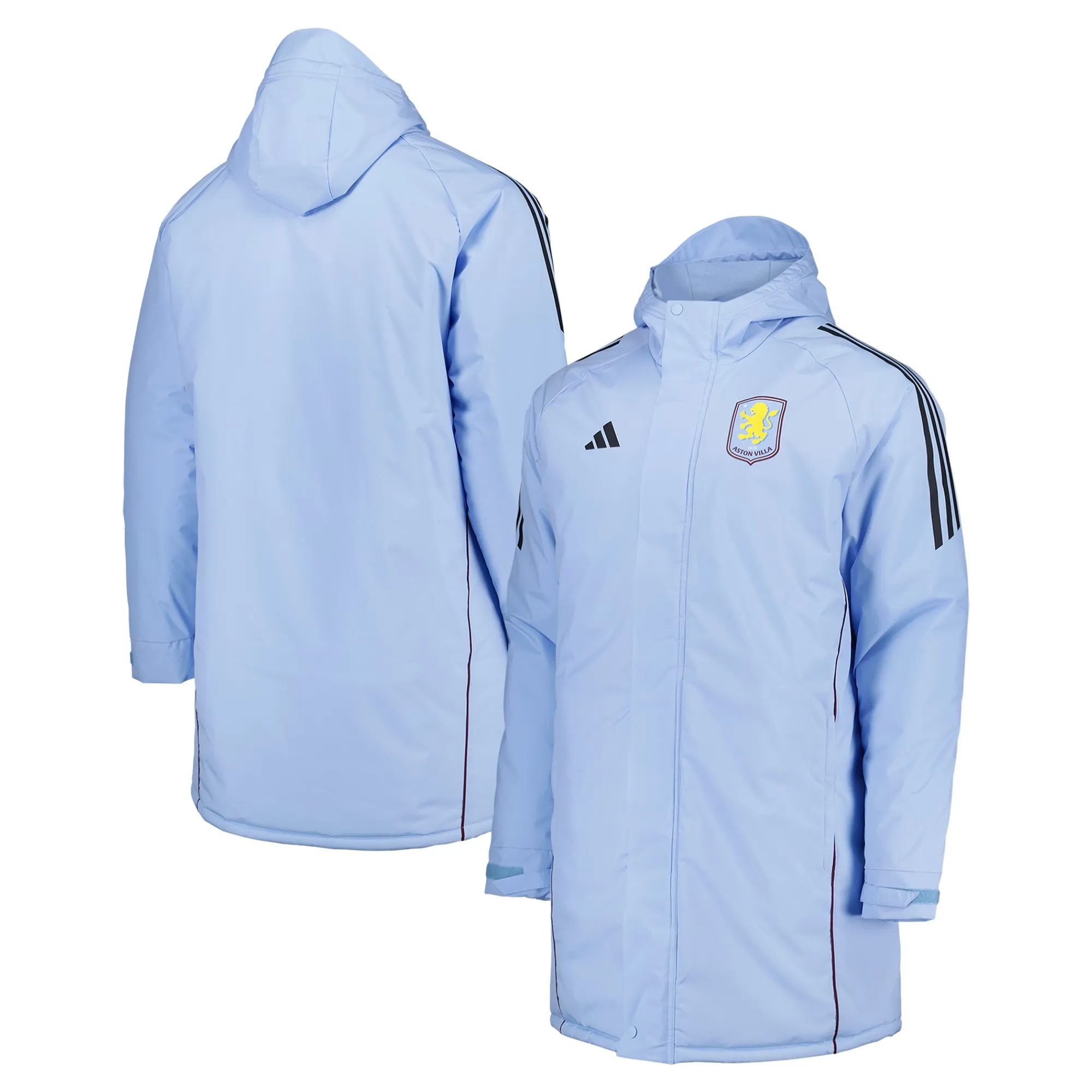 Aston Villa adidas Training Stadium Parka Jacket - Light Blue