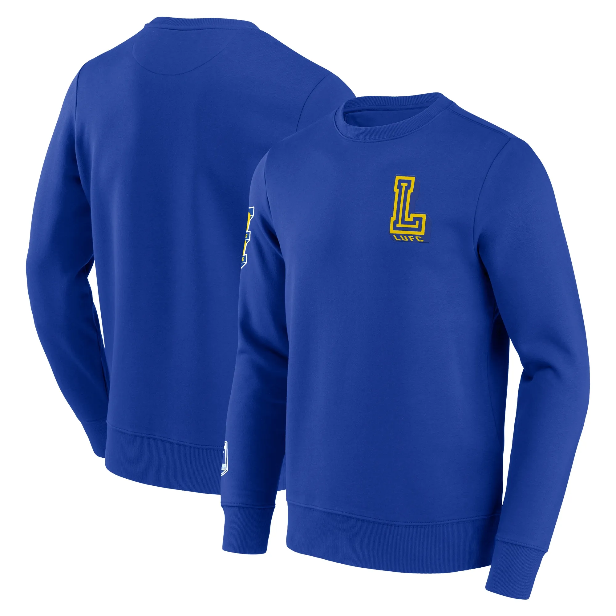 Leeds United Collegiate Graphic Overdyed Crew Sweatshirt - Royal - Unisex