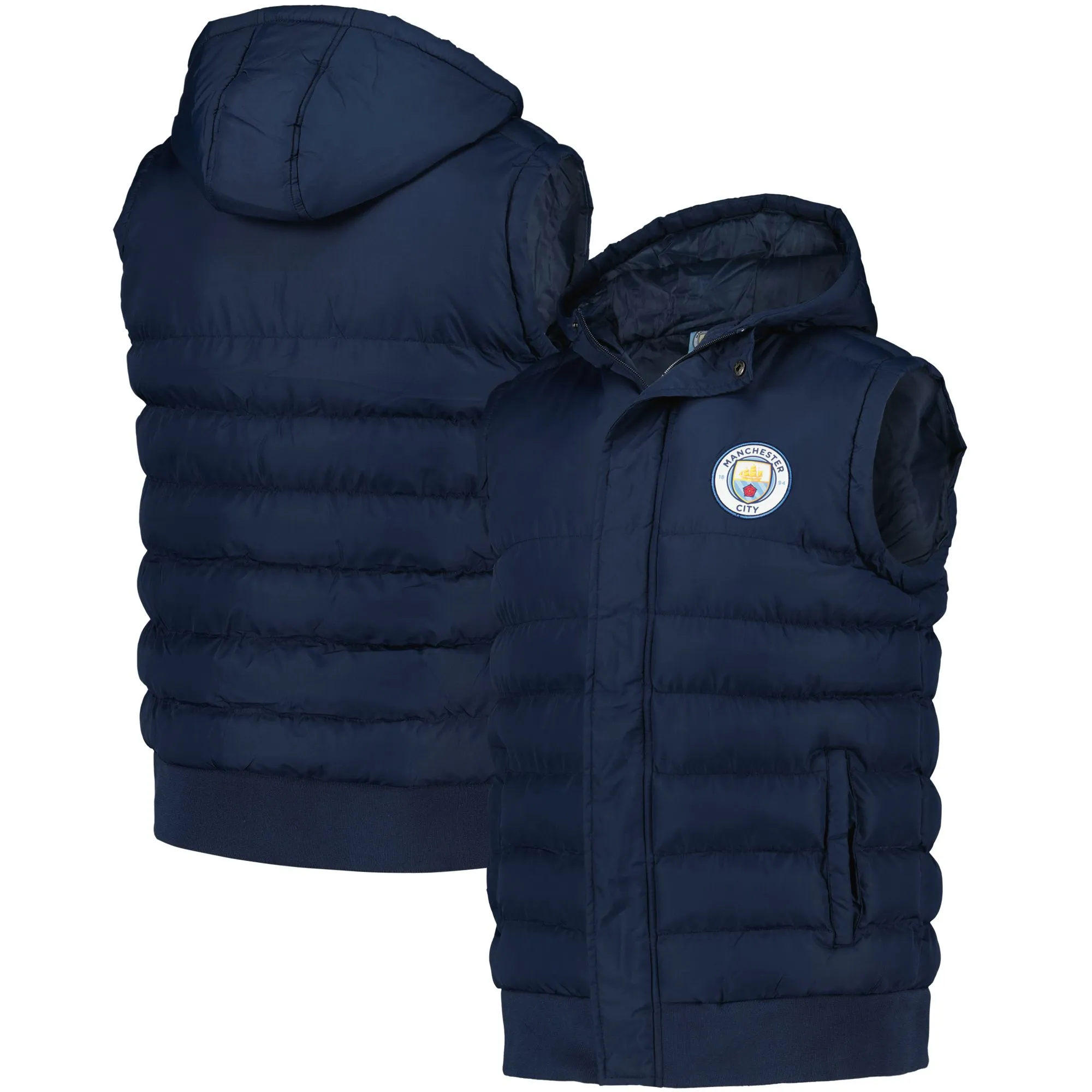 Manchester City Core Hooded Quilted Gilet - Navy - Mens