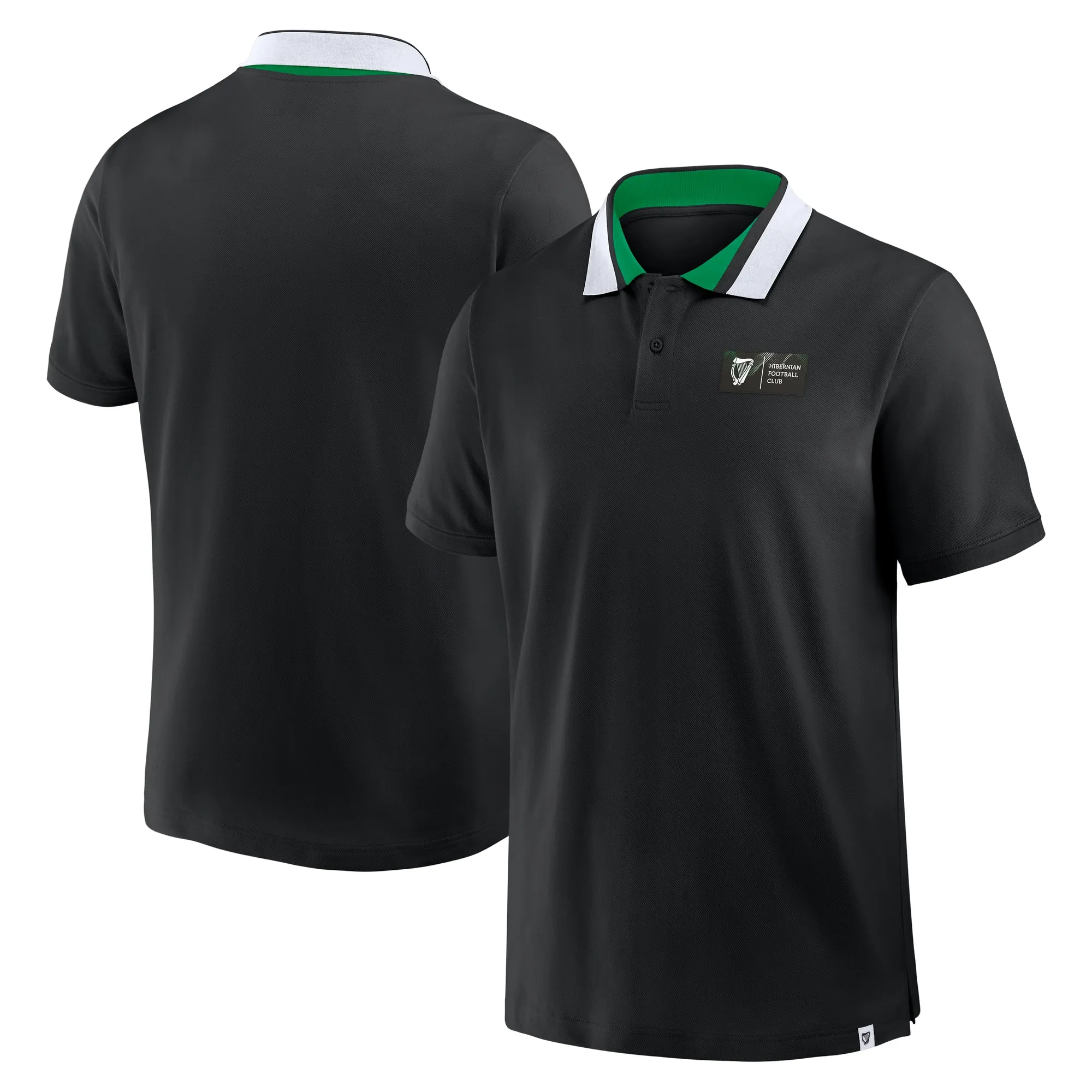 Hibernian Tipped Polo Shirt - Black - Mens