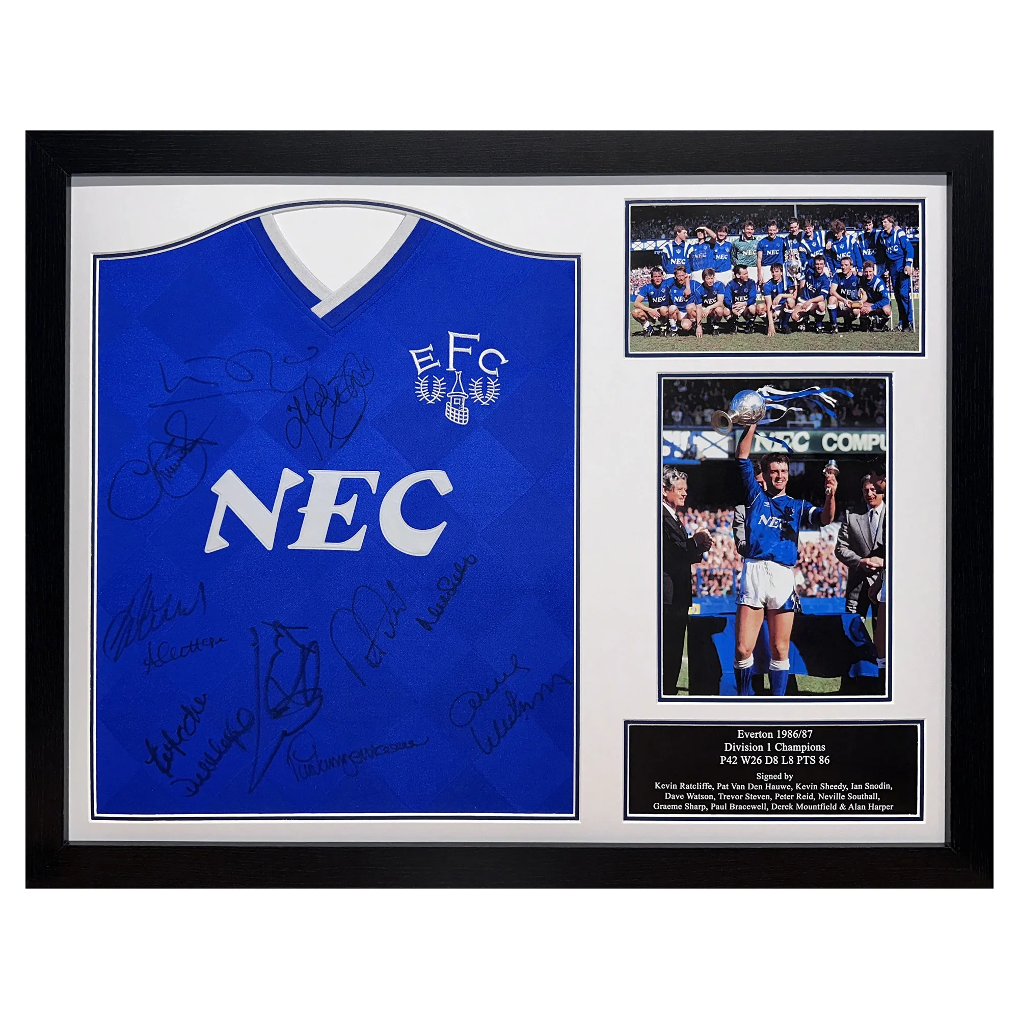 Everton 1987 Champions Official Retro Shirt Signed By 12 - Framed