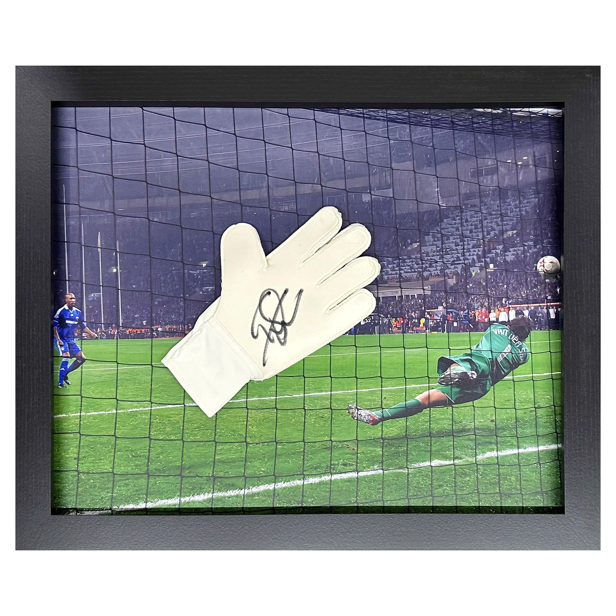 Manchester United Edwin Van Der Sar Framed Signed Adidas Goalkeeper Glove