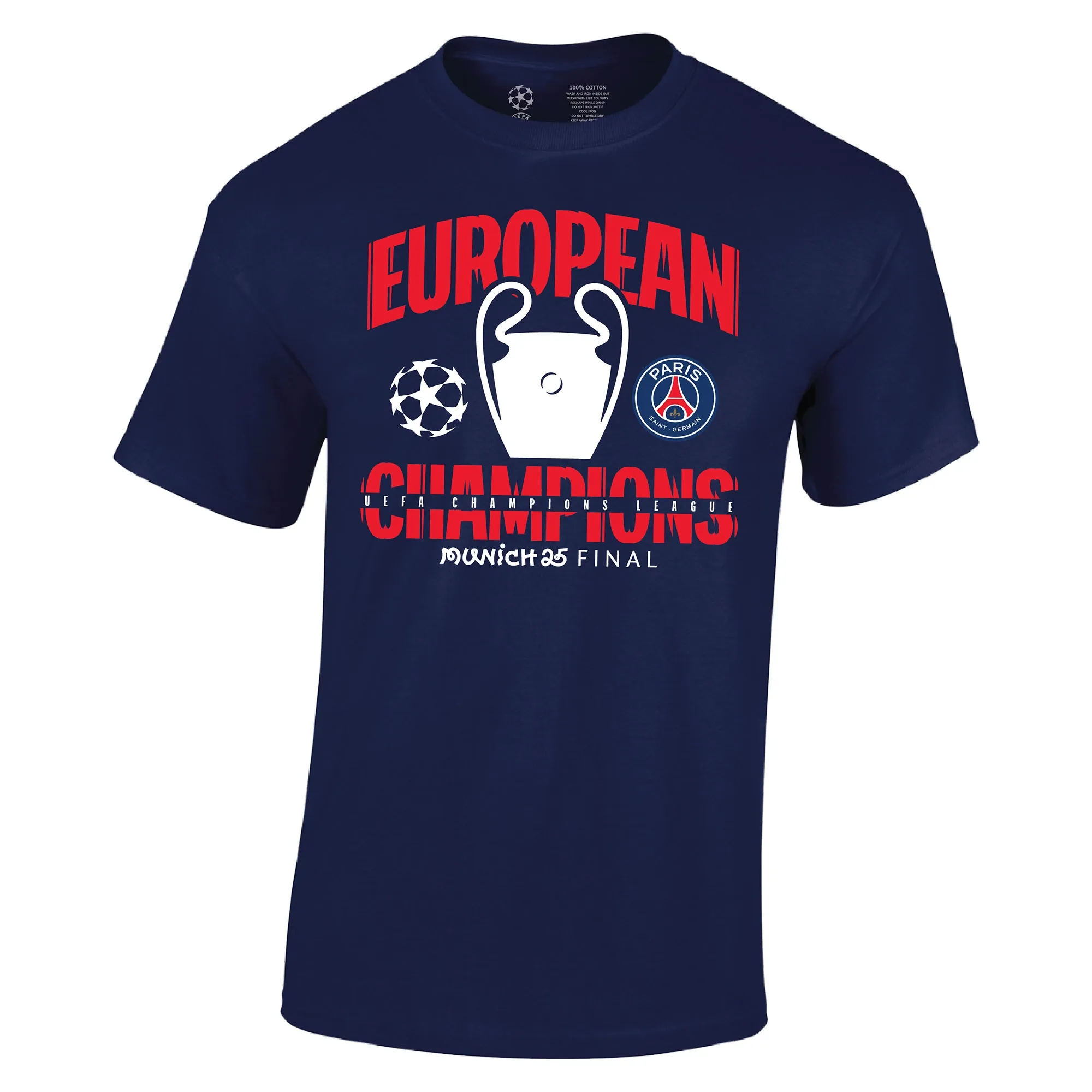 PSG UCL Champions 2025 European Champions Graphic T-Shirt - Navy - Kids