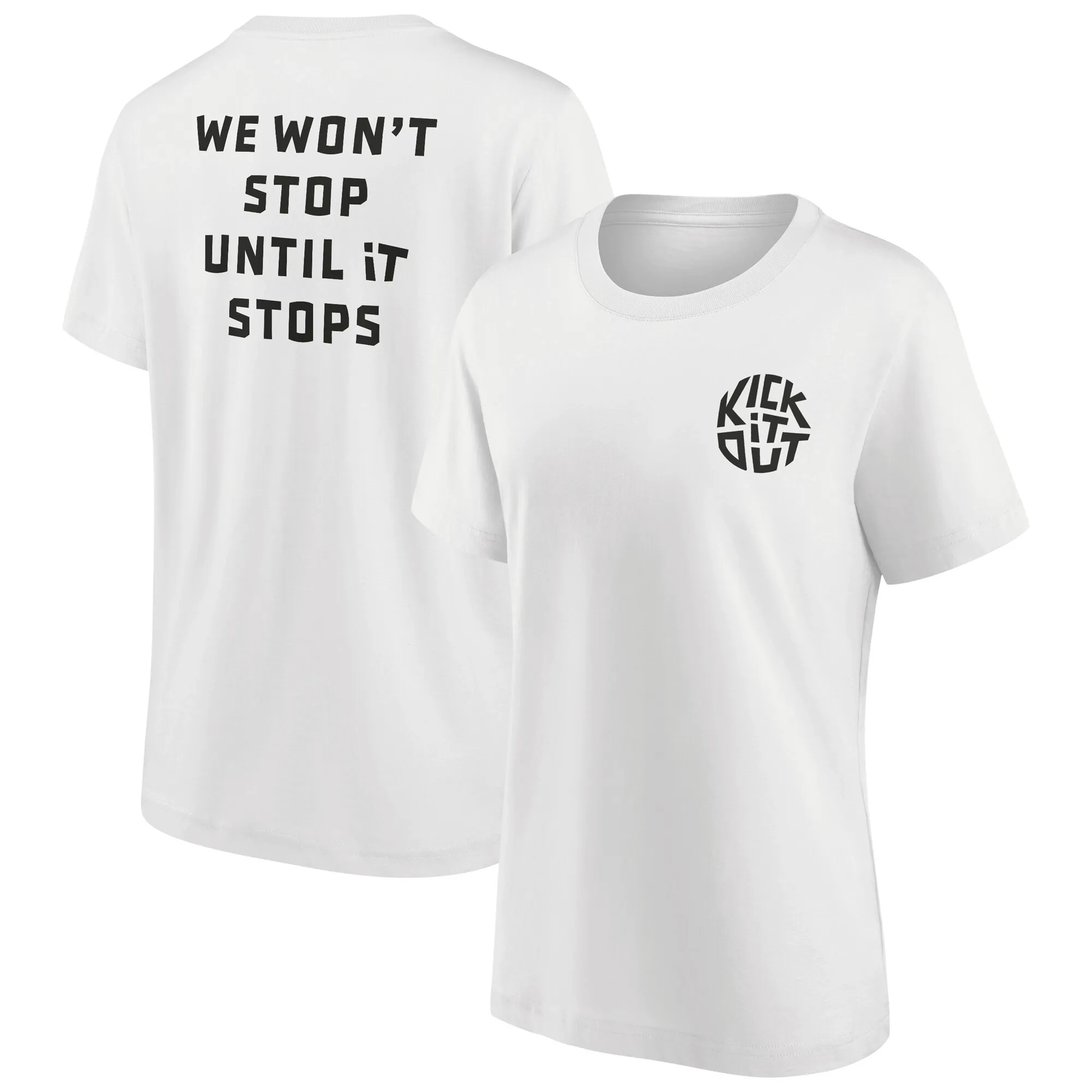 Kick It Out Slogan Graphic T-Shirt - White/Black - Womens