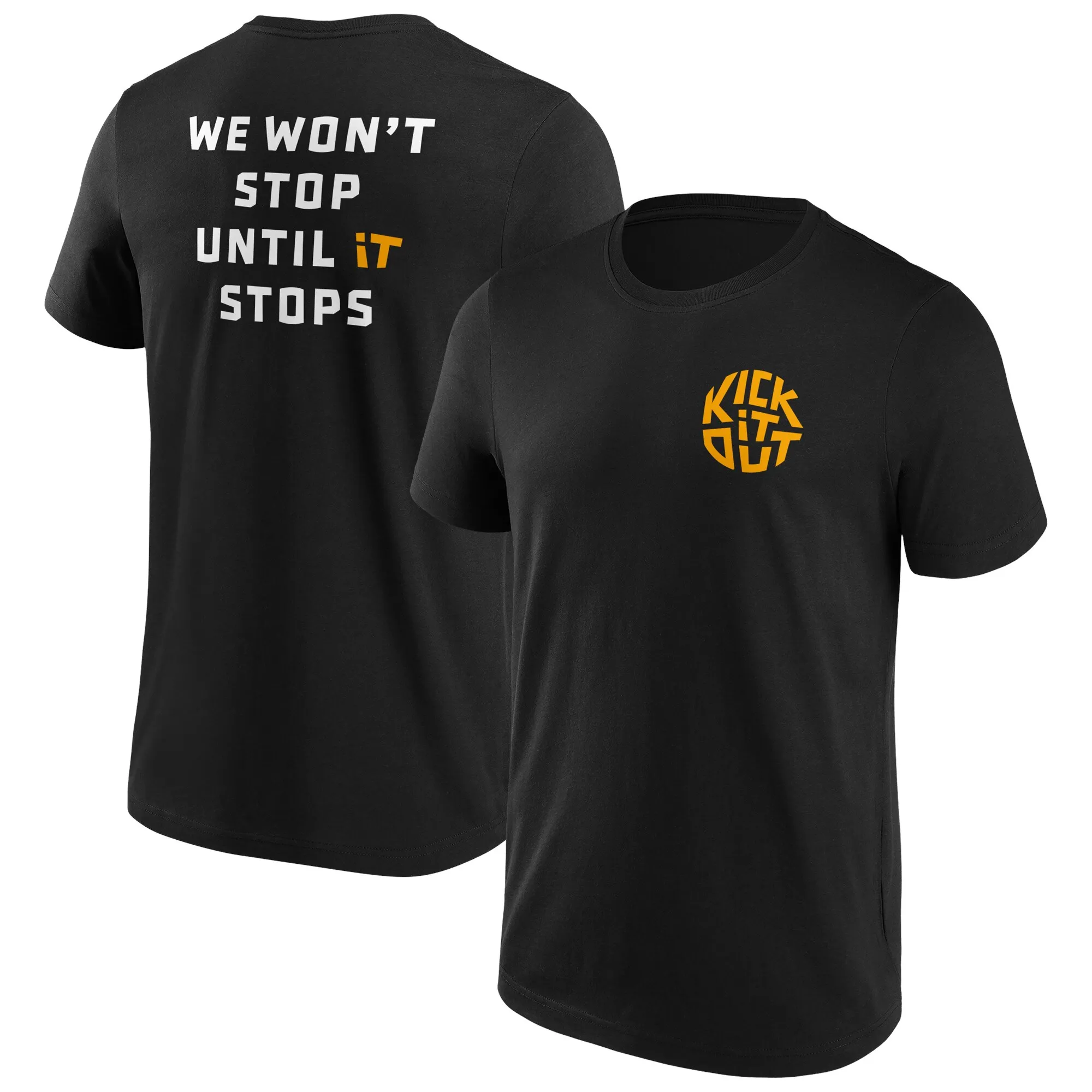 Kick It Out Slogan Graphic T-Shirt - Black/Gold - Mens