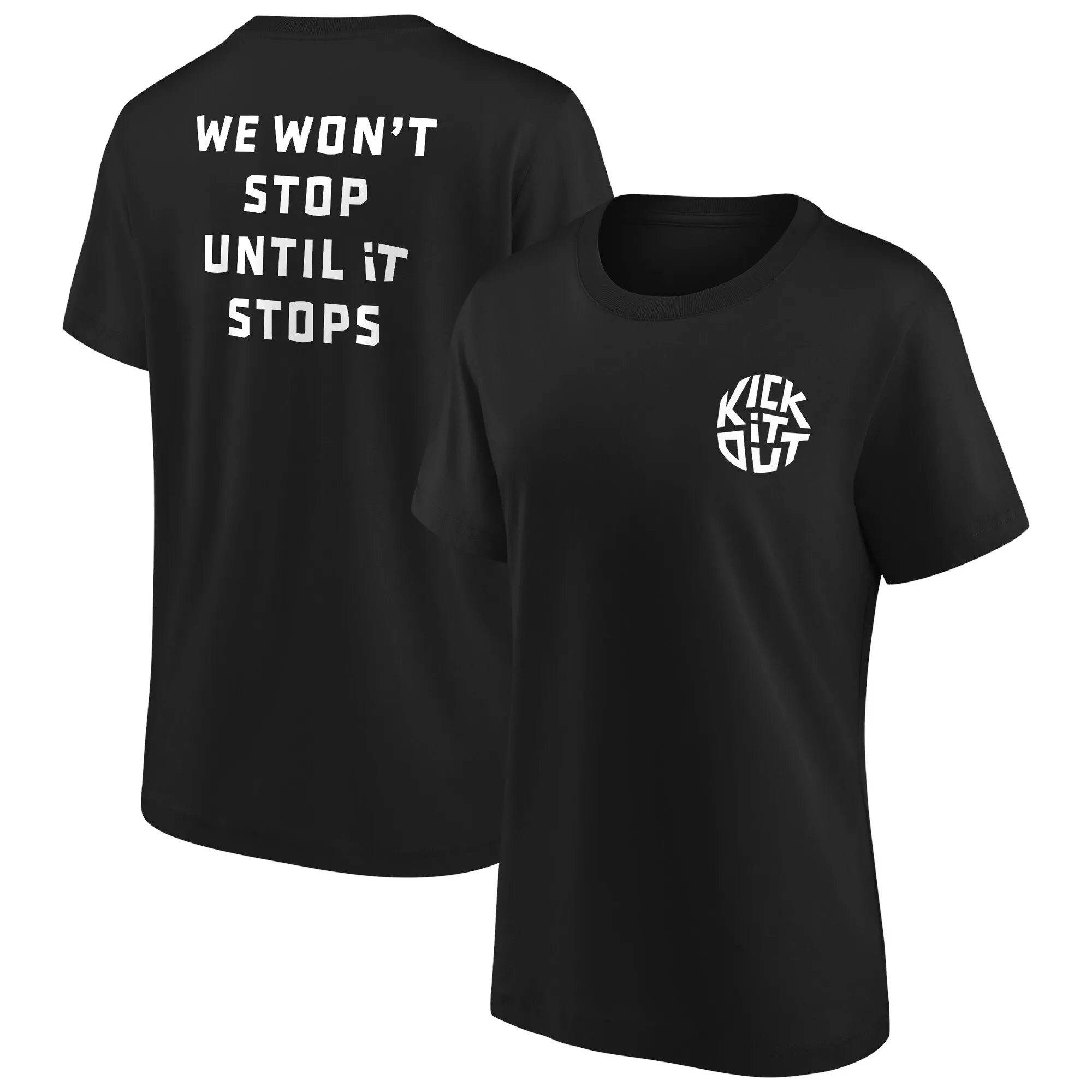 Kick It Out Slogan Graphic T-Shirt - Black/White - Womens