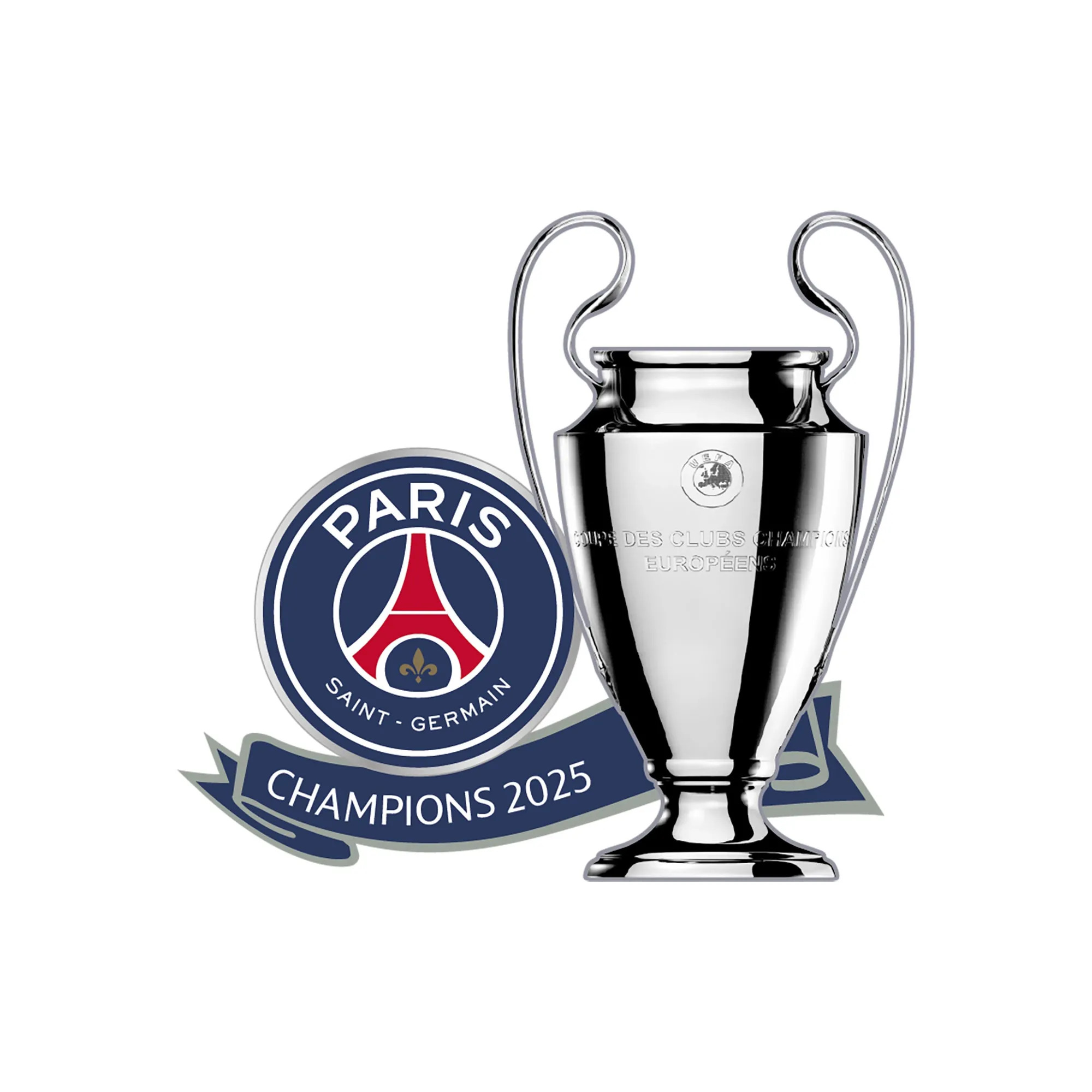 PSG UEFA CL Winners 2D Trophy Pin Badge - 35mm