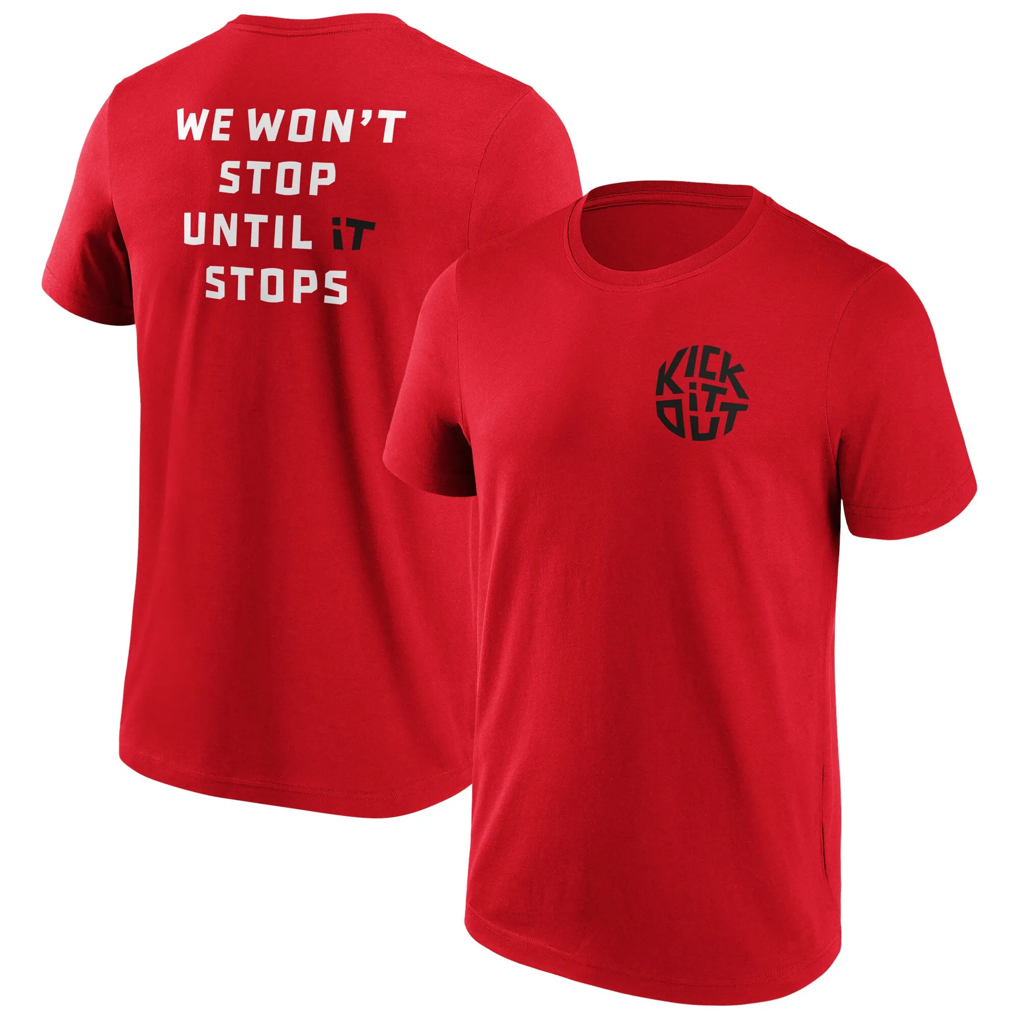 Kick It Out Slogan Graphic T-Shirt - Red/Black - Mens
