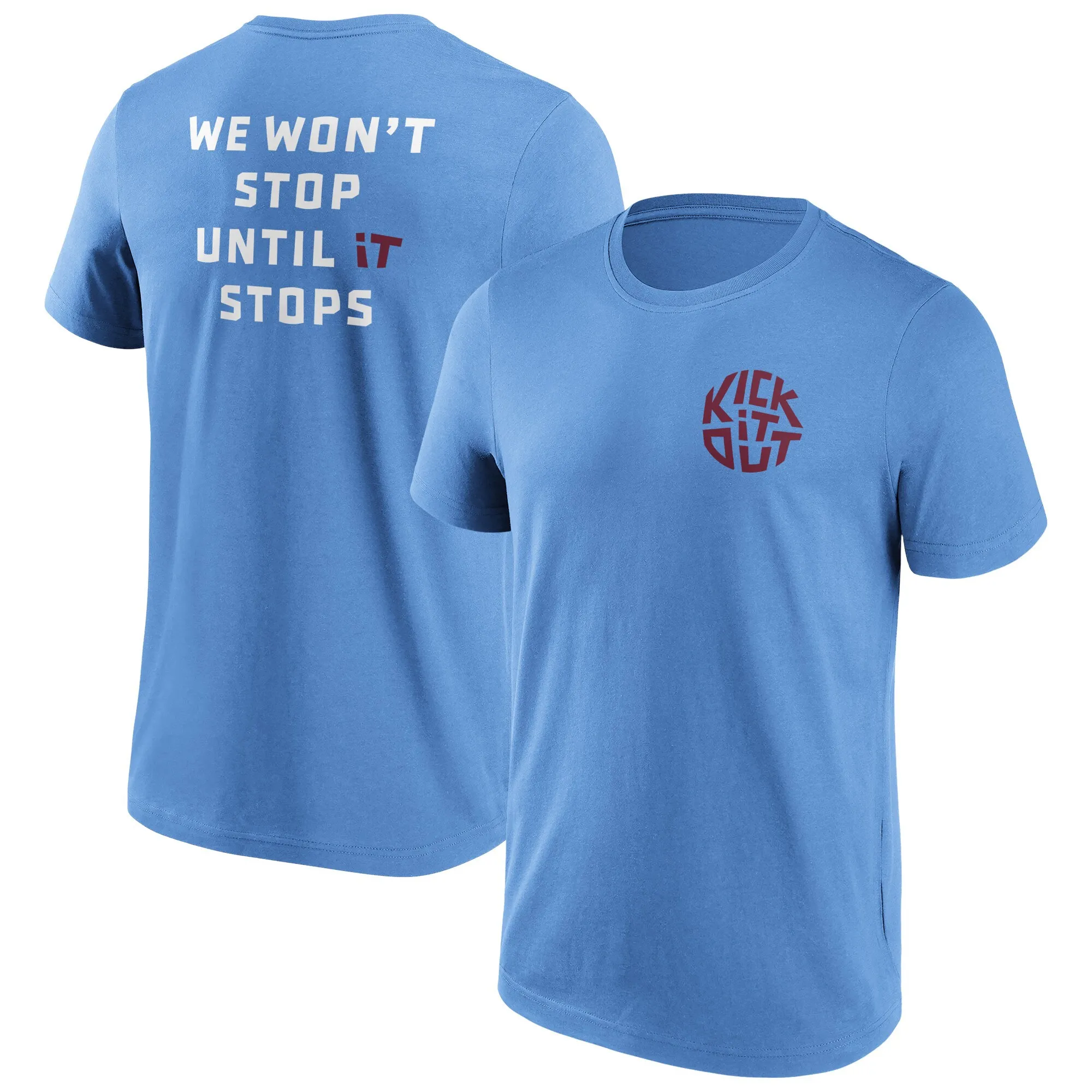 Kick It Out Slogan Graphic T-Shirt - Sky/Claret - Mens