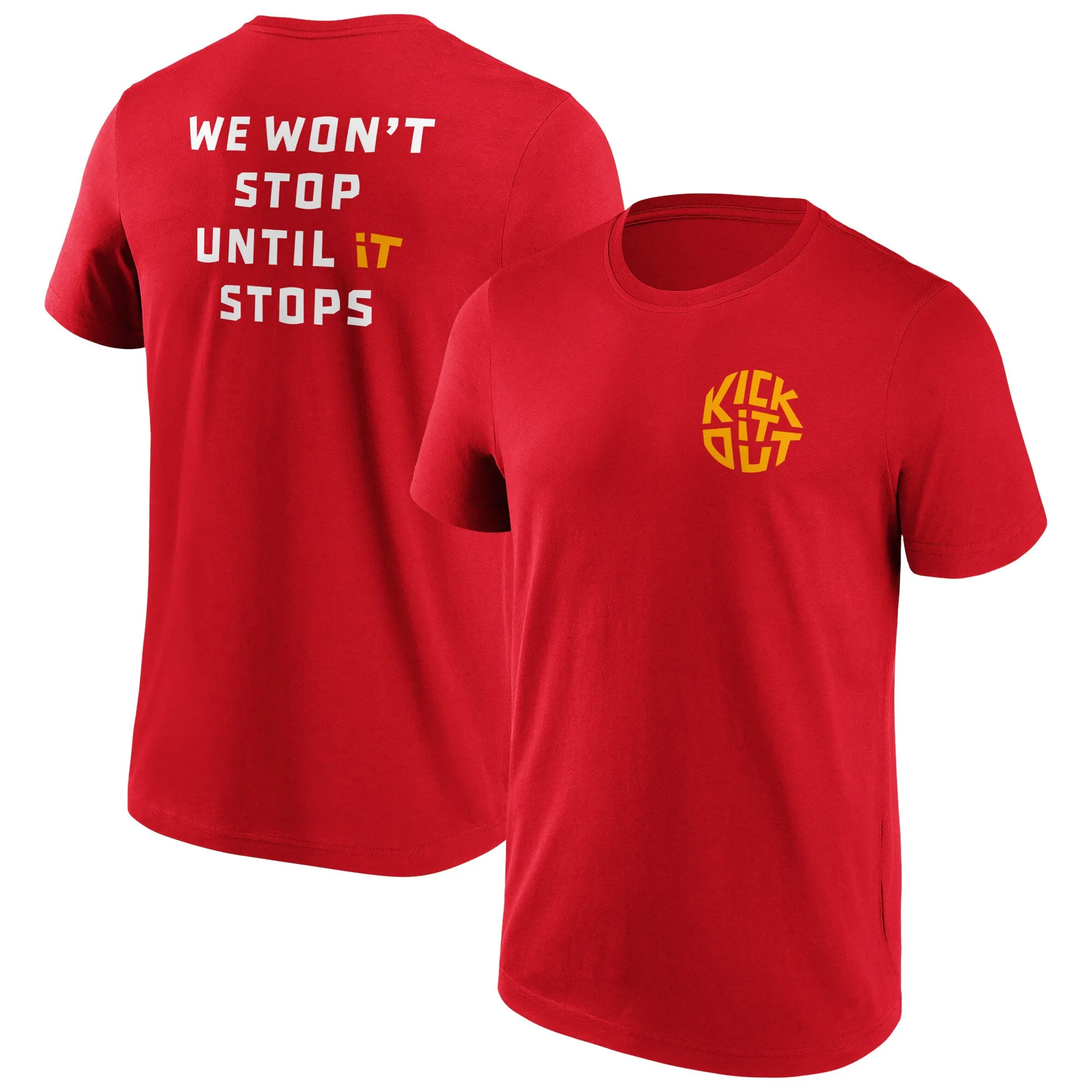 Kick It Out Slogan Graphic T-Shirt - Red/White - Mens