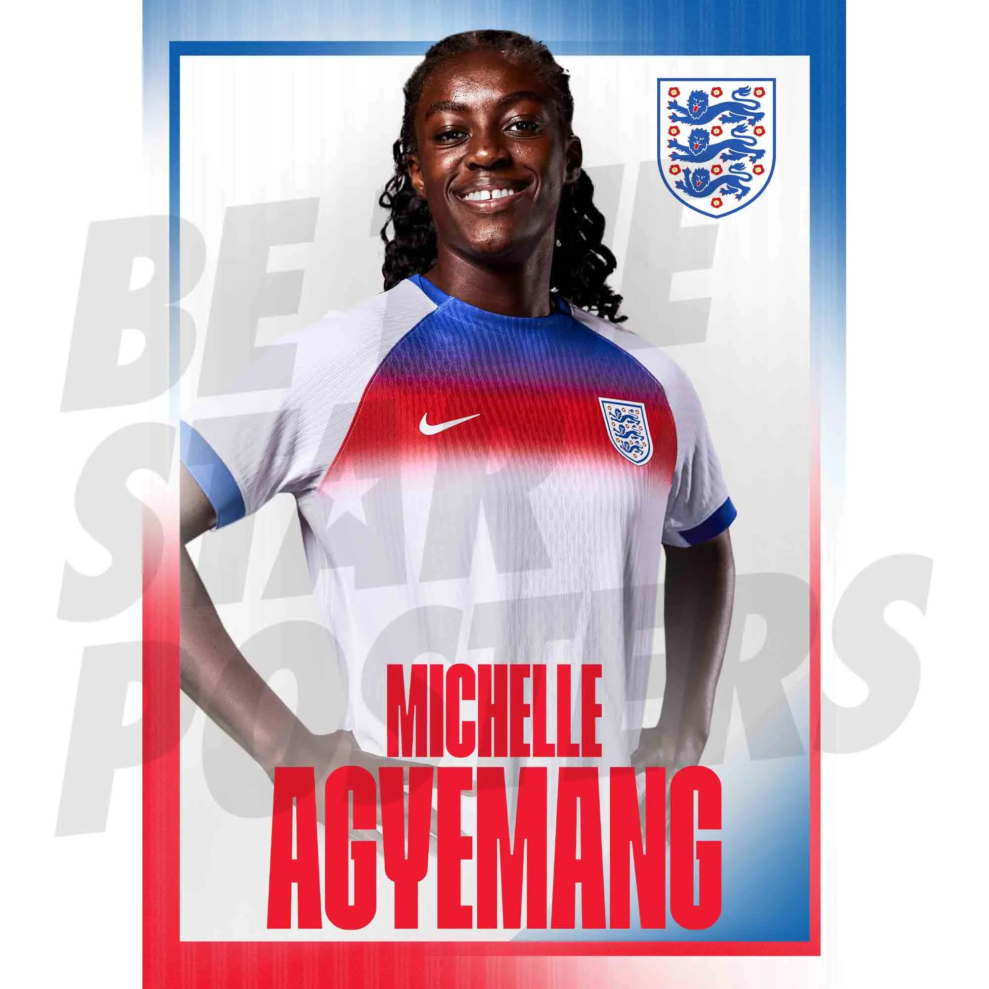 England Lionesses Michelle Agyemang 25/26 Home Headshot A3 Poster