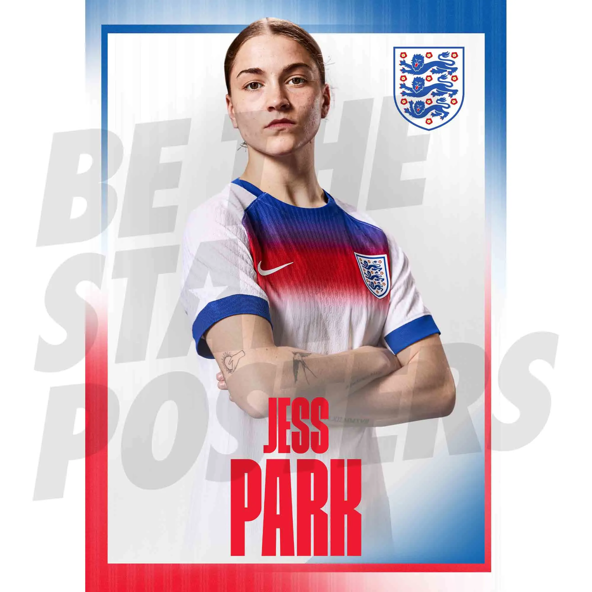 England Lionesses Jess Park 25/26 Home Headshot A3 Poster