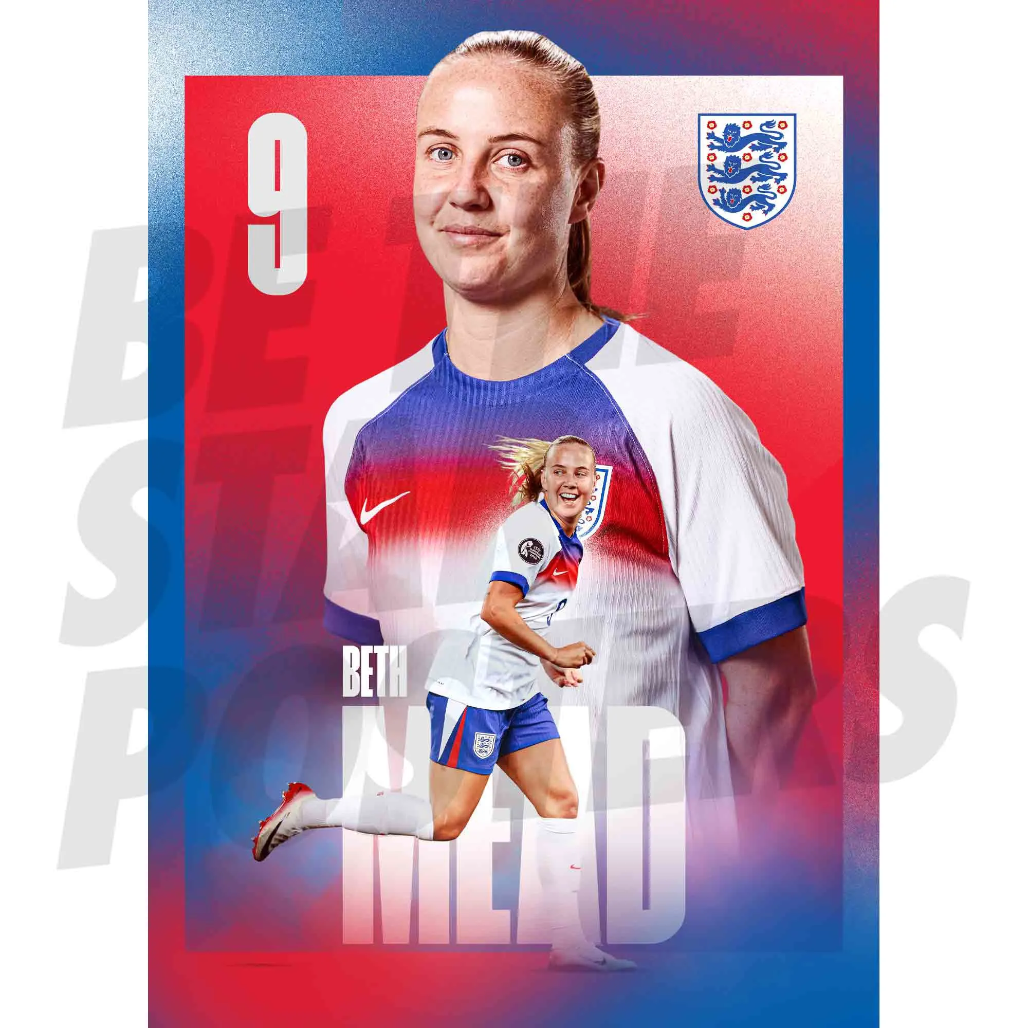 England Lionesses Beth Mead 25/26 Home Action A2 Poster