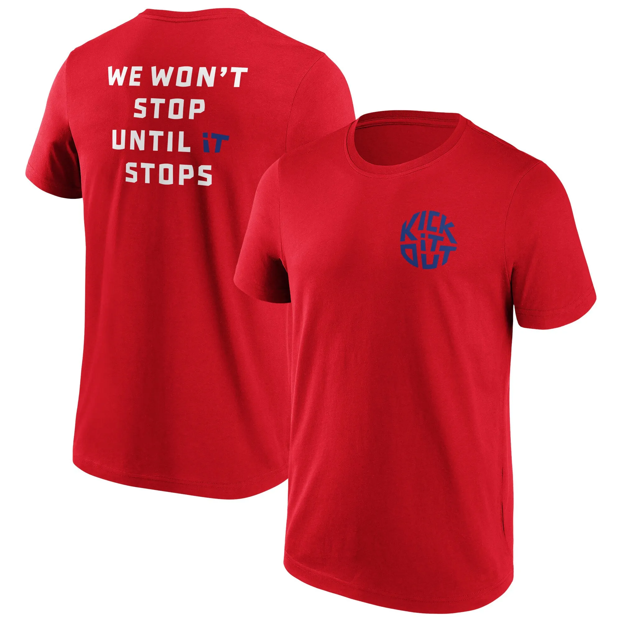 Kick It Out Slogan Graphic T-Shirt - Red/Royal - Mens