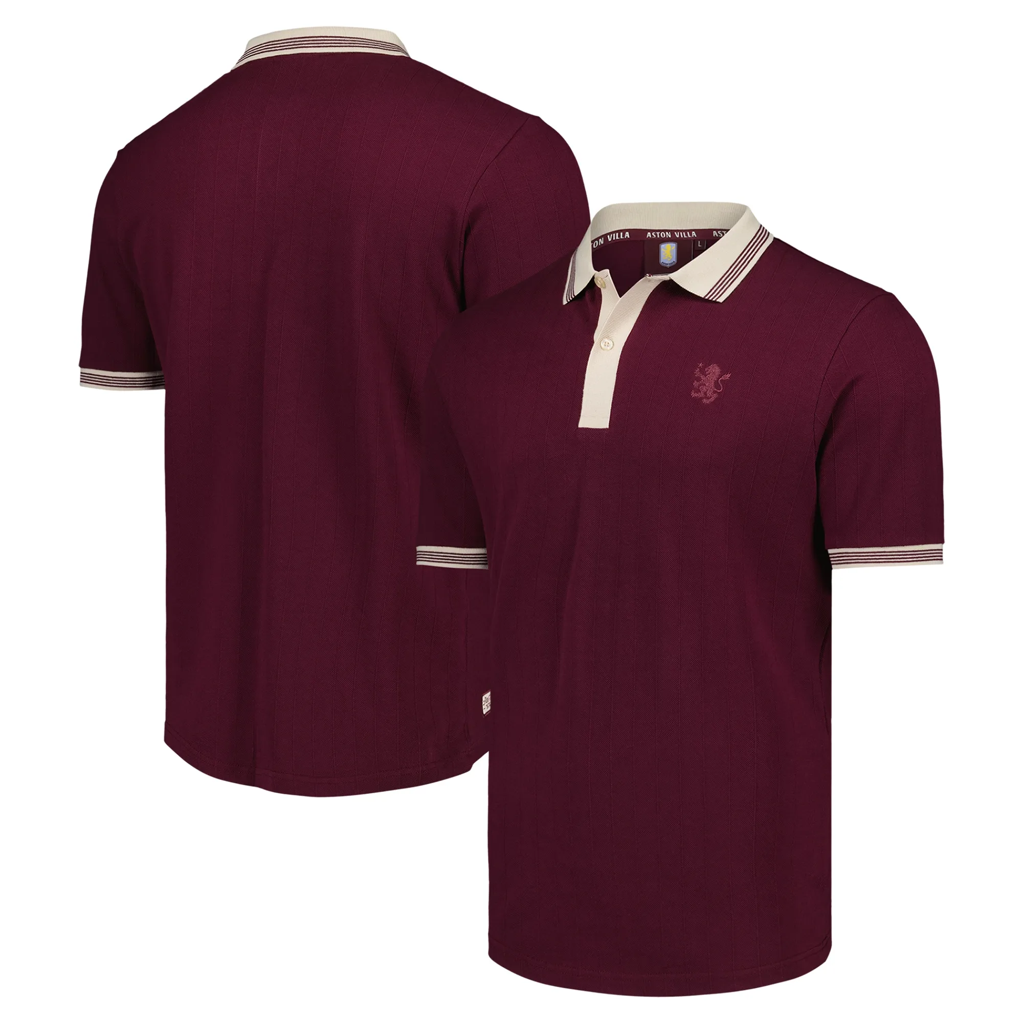 Aston Villa Pin Stripe Polo Shirt - Claret - Mens