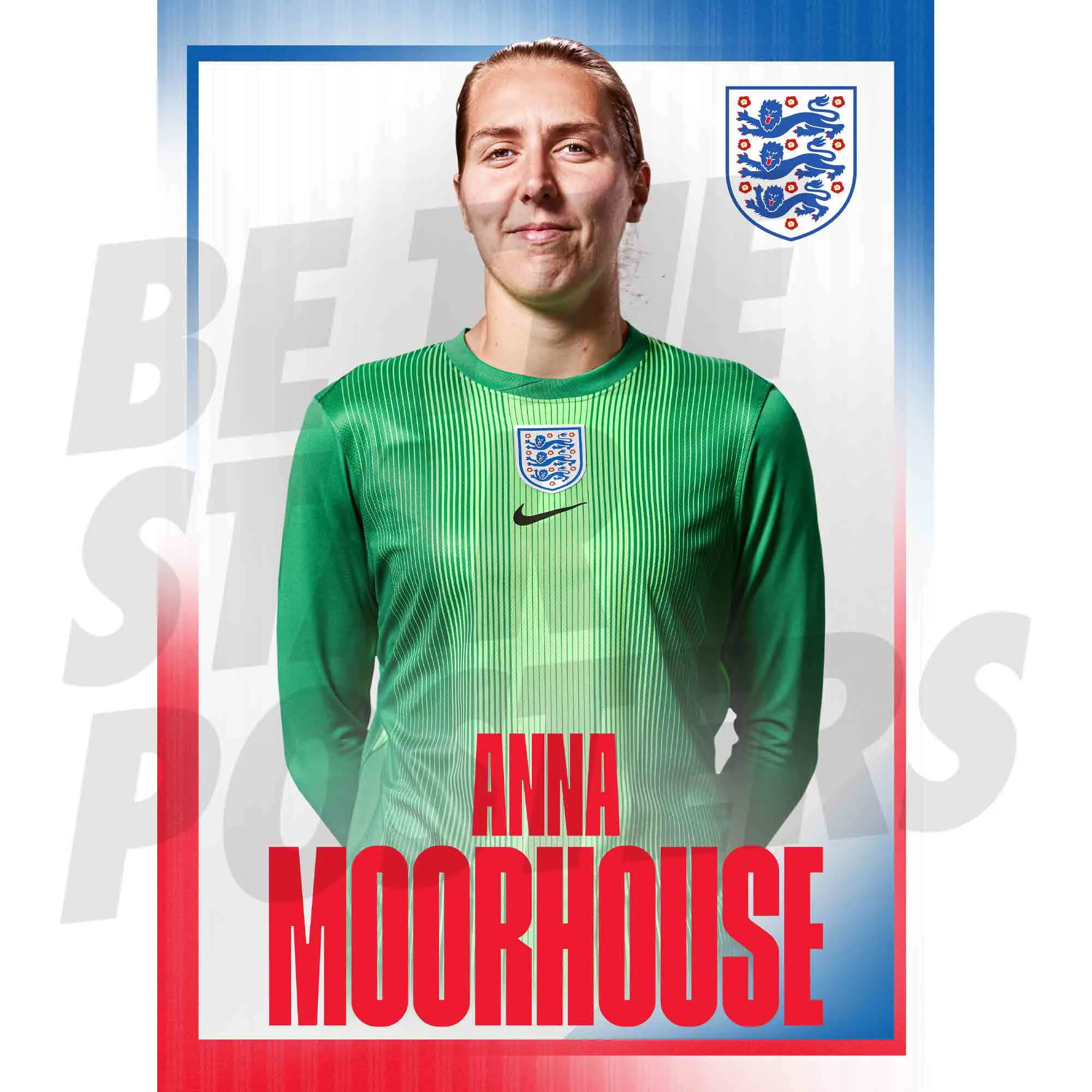 England Lionesses Anna Moorhouse 25/26 Home Headshot A3 Poster