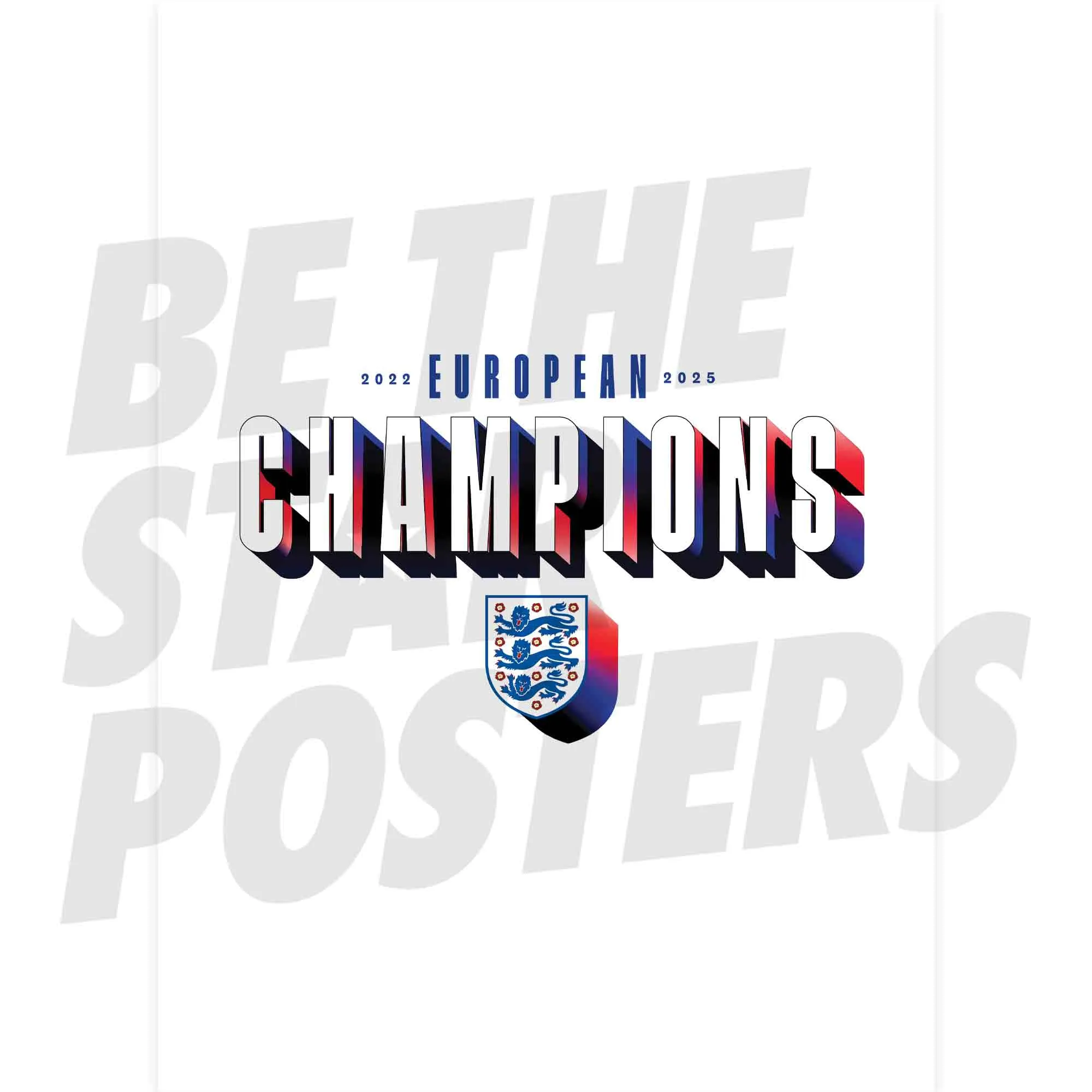 England Lionesses Winners 2025 Text Poster - A3 - White