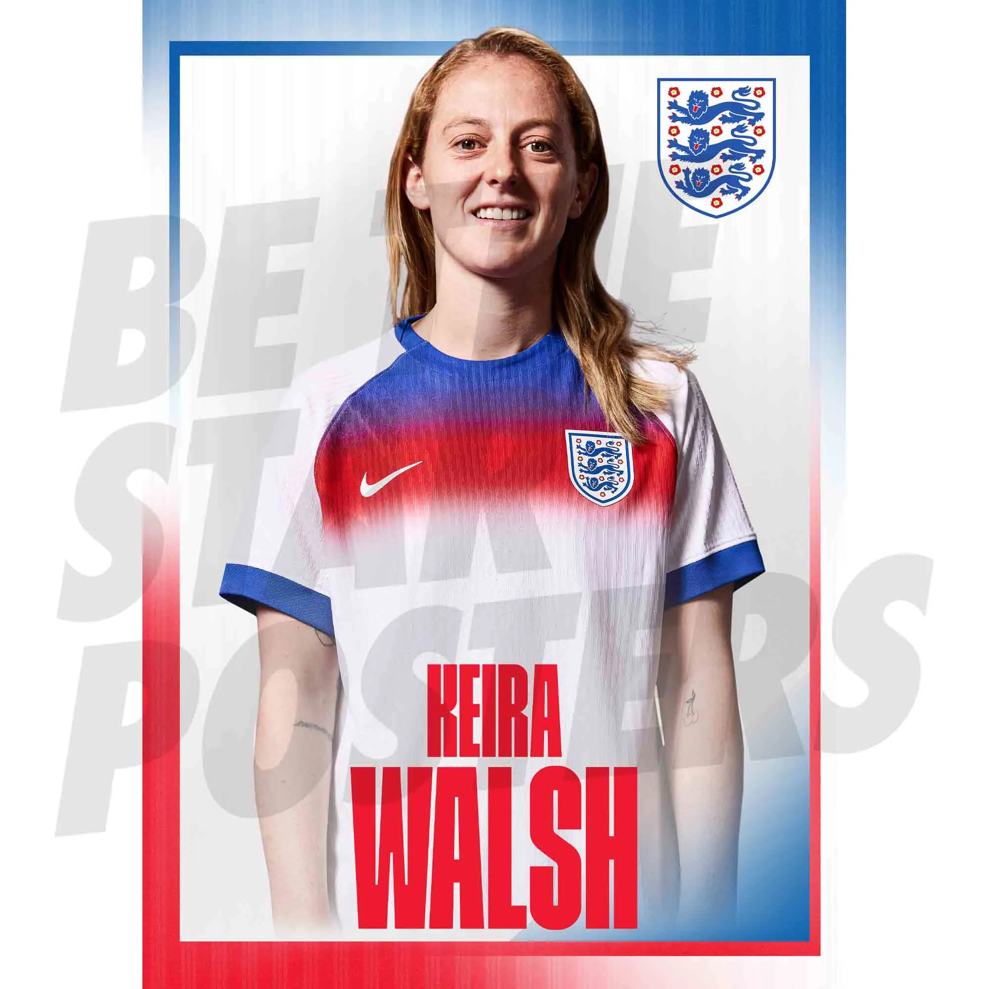 England Lionesses Keira Walsh 25/26 Home Headshot A3 Poster