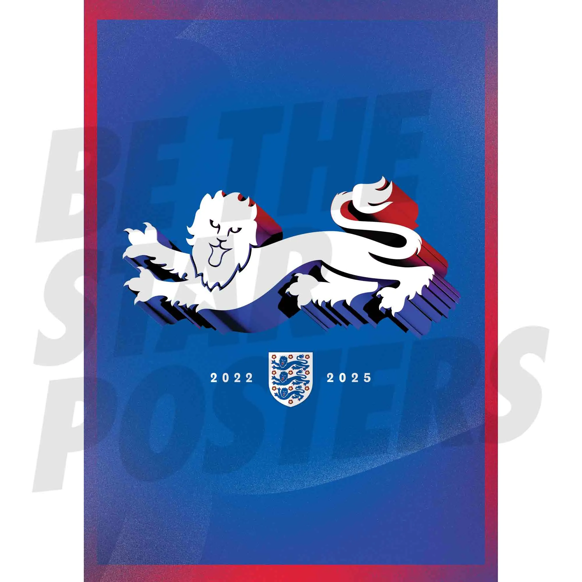 England Lionesses European Champions Lion Crest Blue A3 Poster