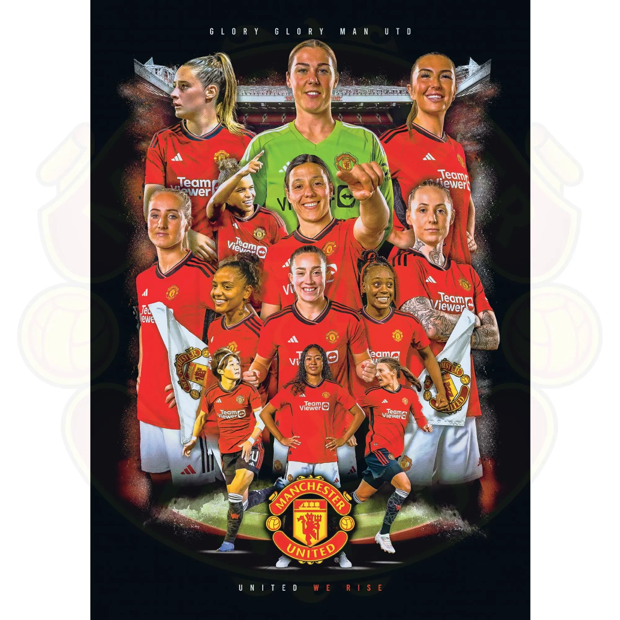 Manchester United Women's Squad Montage 23/24 Poster - A2