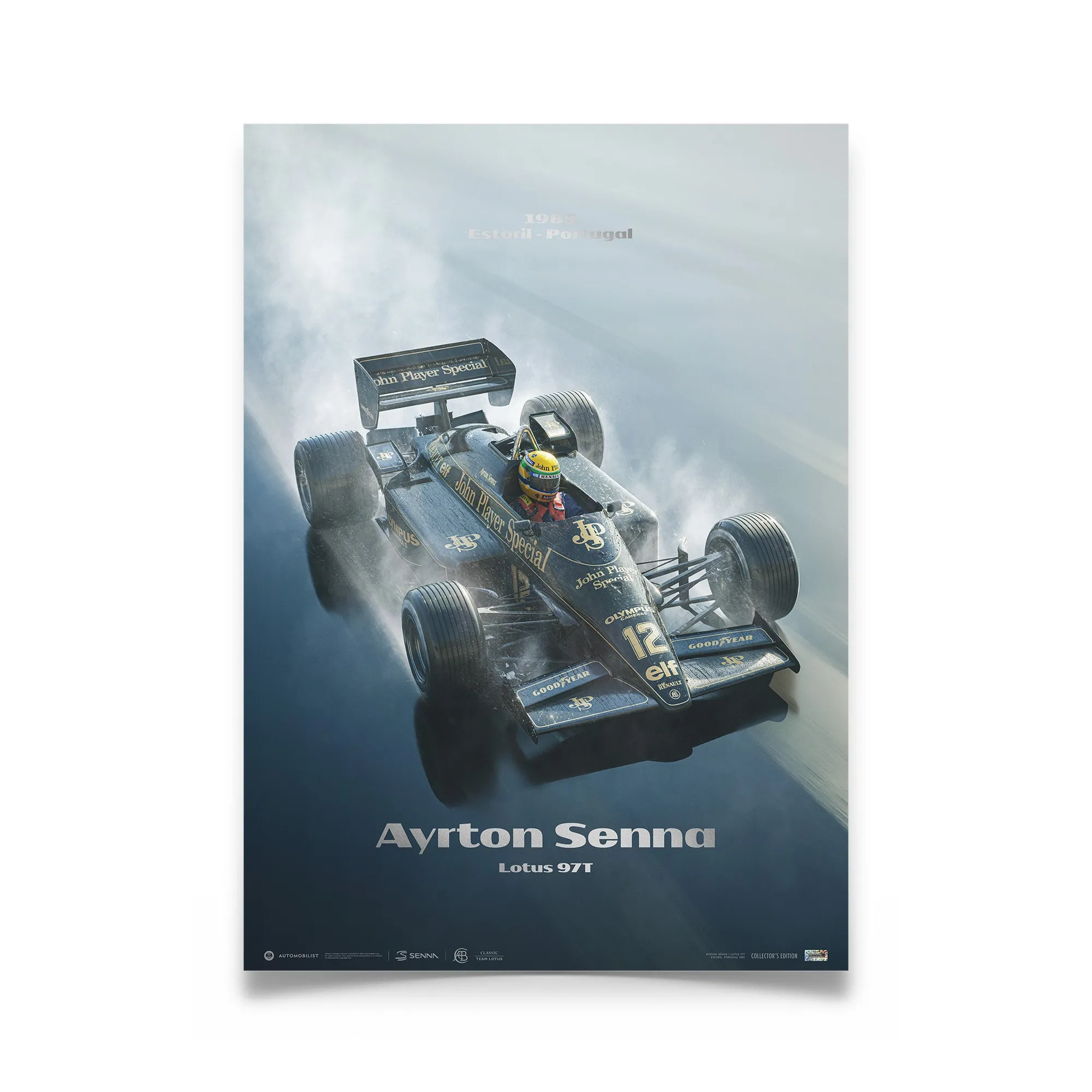 Ayrton Senna Lotus 97T Rainmaster Estoril 35th Anniversary Collector's Edition Poster - 1985