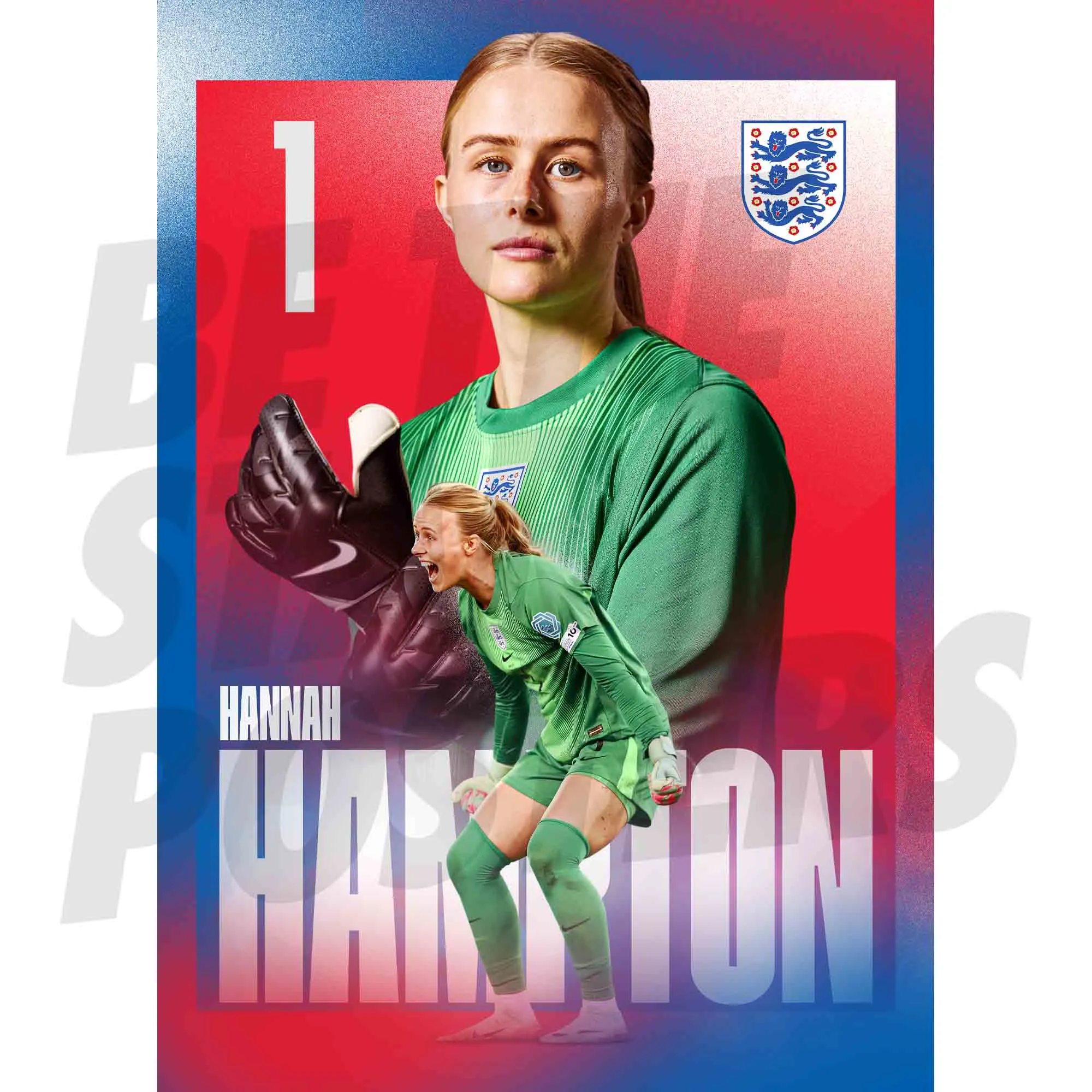 England Lionesses Hannah Hampton 25/26 Home Action A2 Poster