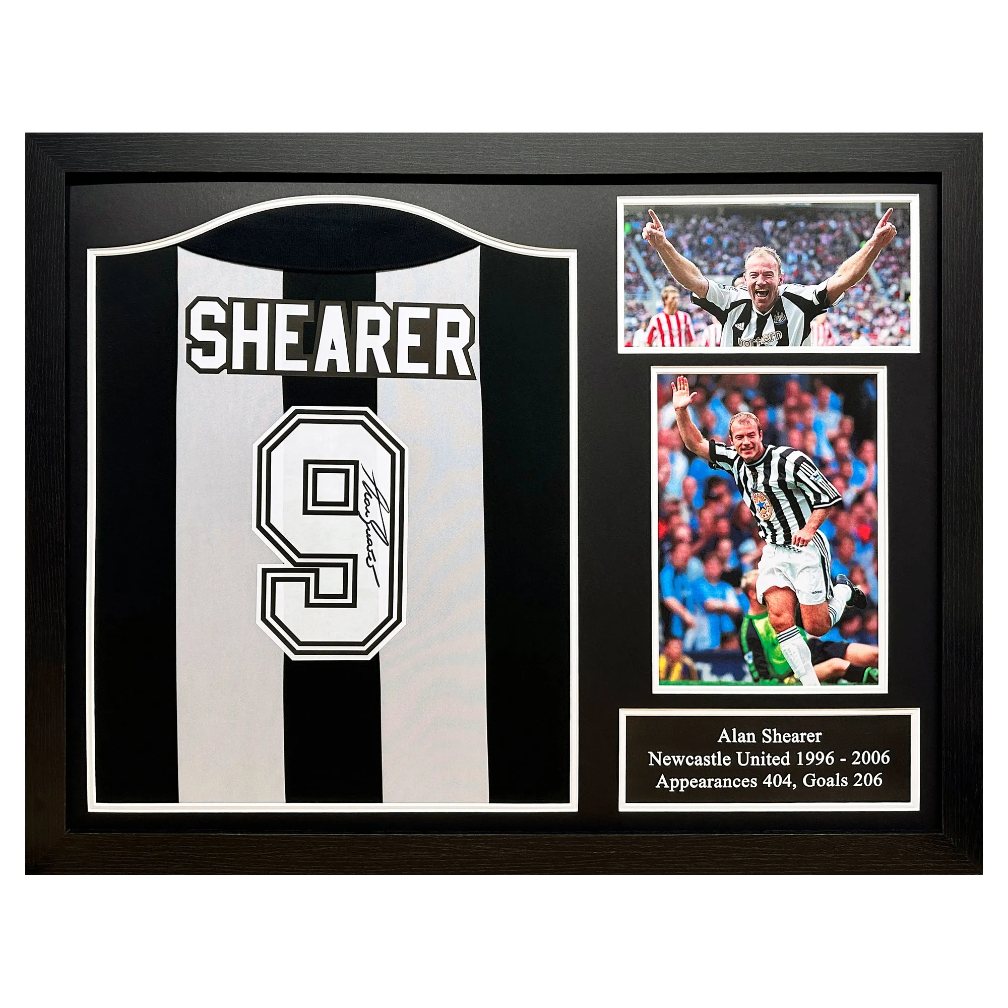 Alan Shearer Signed Newcastle United Retro Shirt - Framed