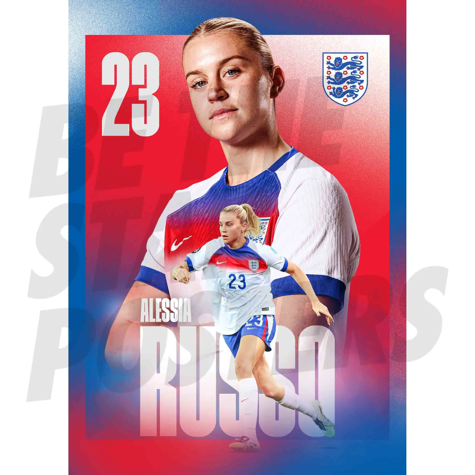 England Lionesses Alessia Russo 25/26 Home Action A2 Poster