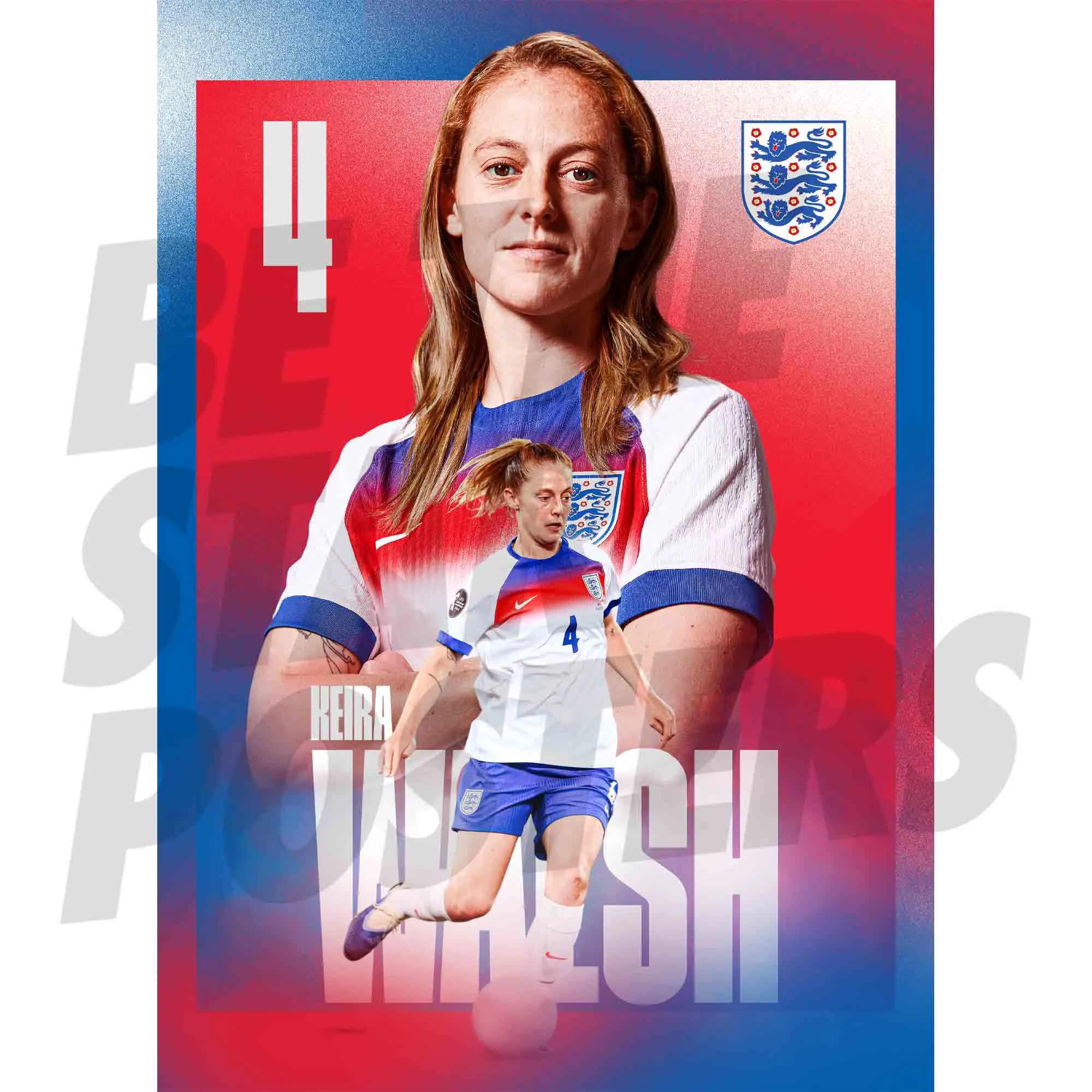 England Lionesses Keira Walsh 25/26 Home Action A2 Poster