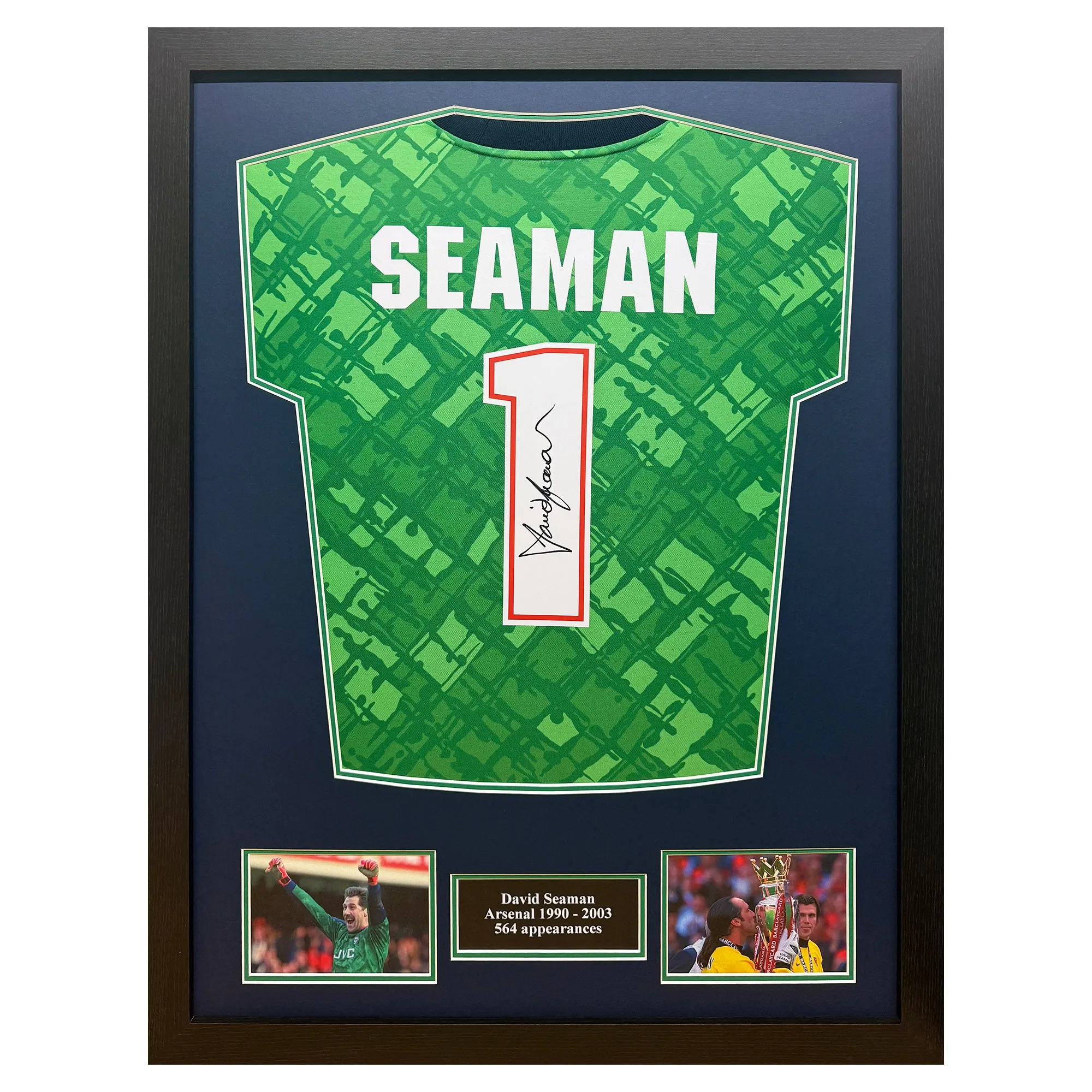 Arsenal David Seaman Signed Official Retro Goalkeeper Shirt