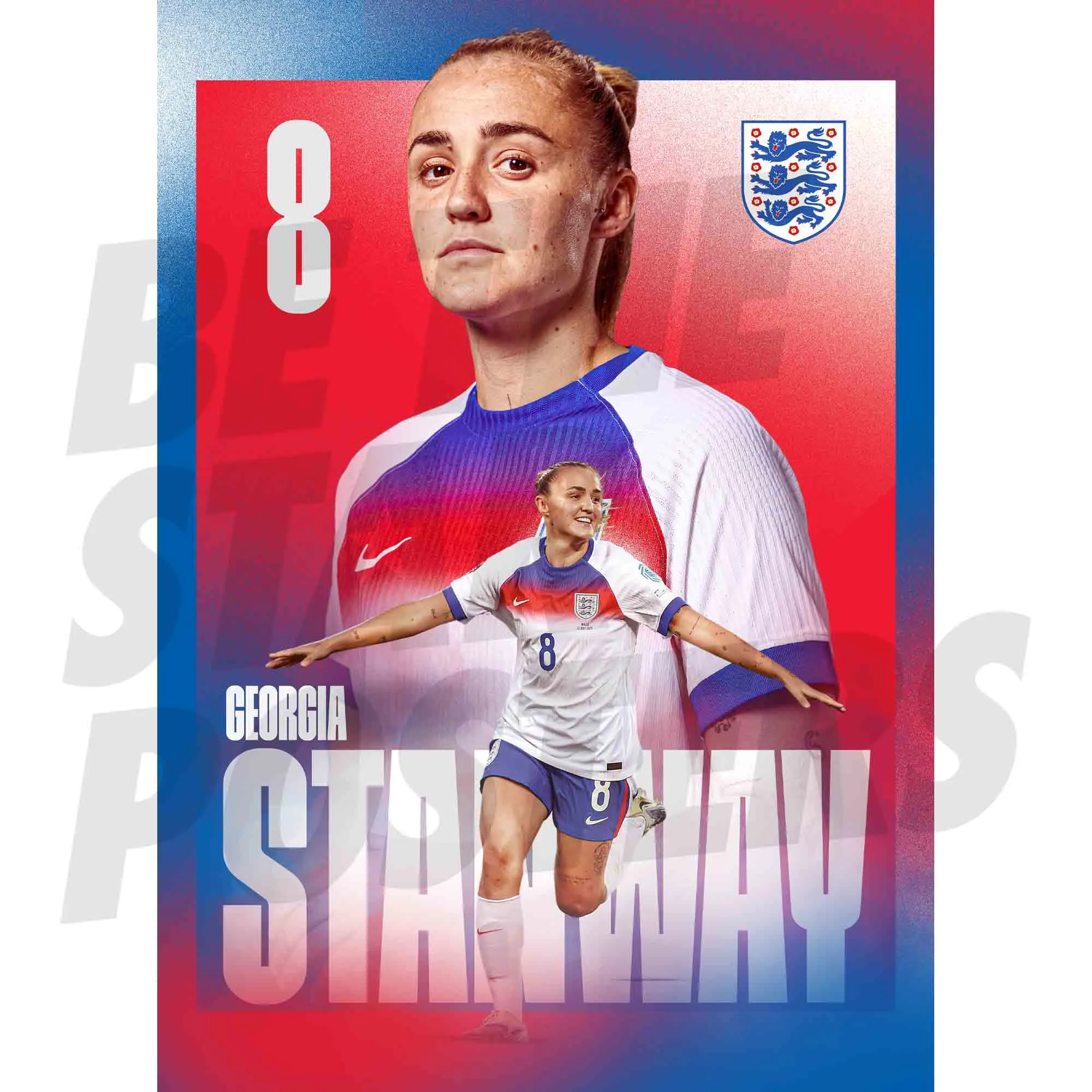 England Lionesses Georgia Stanway 25/26 Home Action A2 Poster