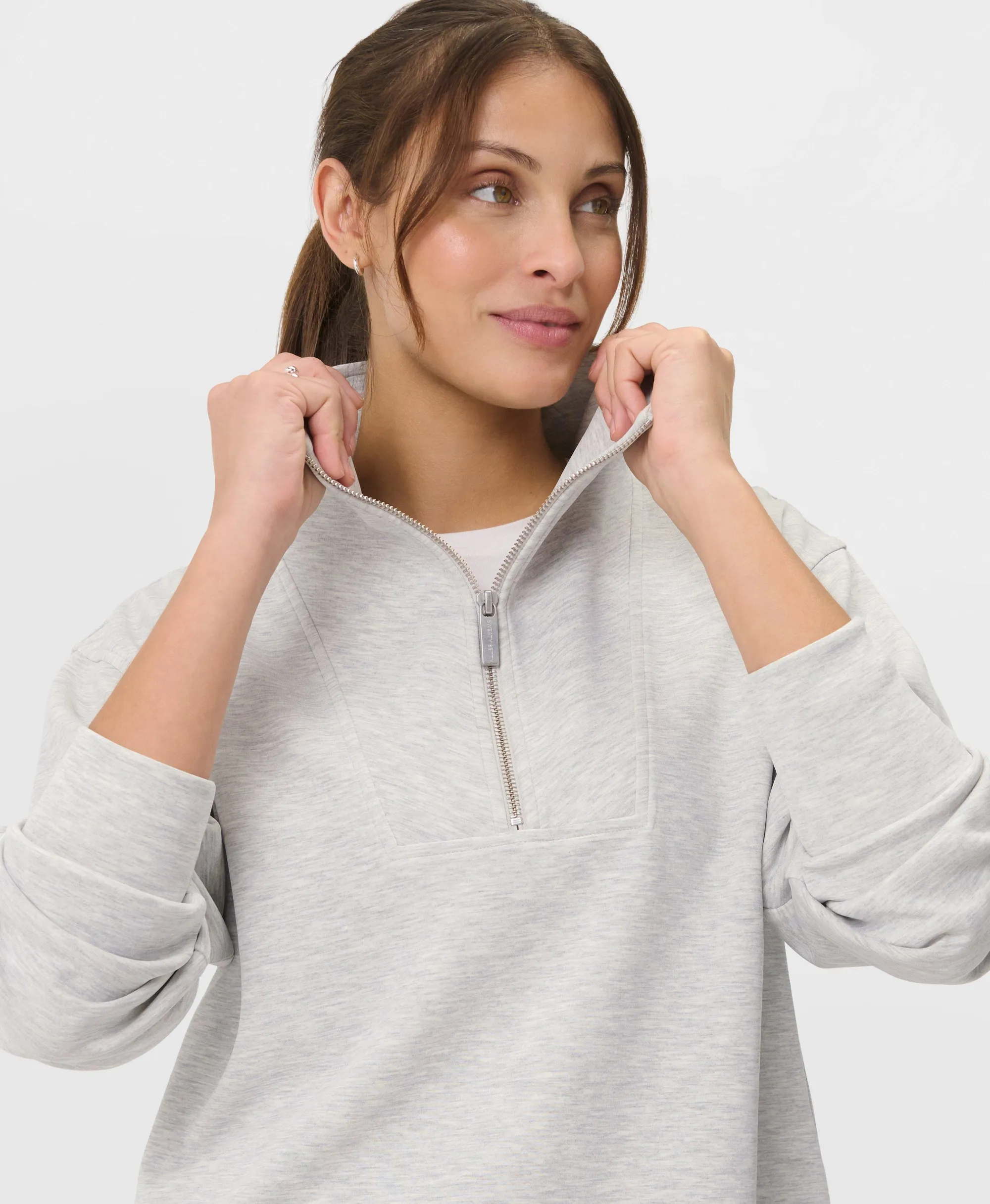 Sand Wash Half Zip Crop Sweatshirt