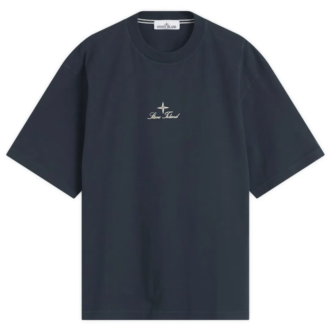 Stone Island Men's Multiaxial Sashiro Embroidery T-Shirt Navy Blue