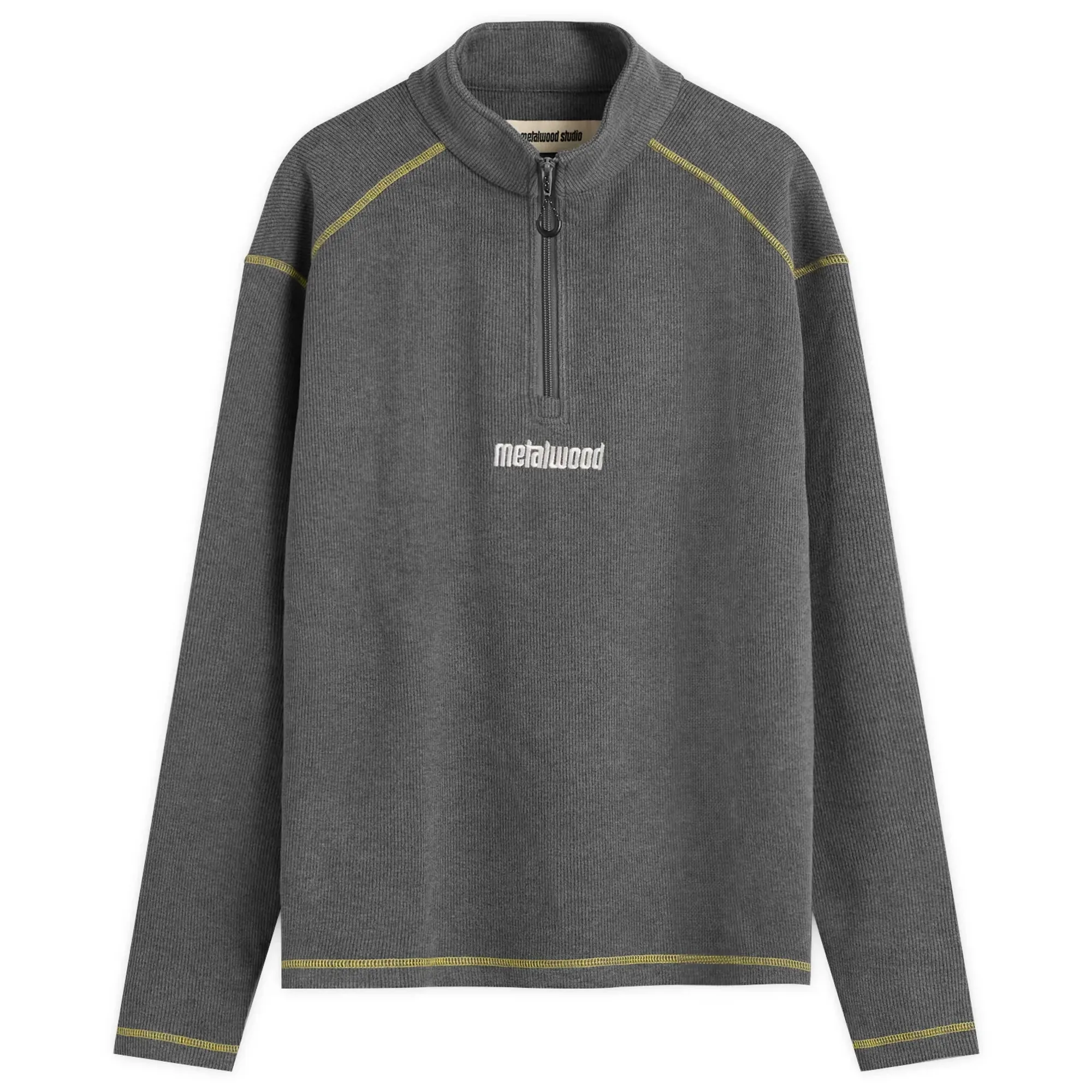 Metalwood Studio Men's Contrast Stitch 1/4 Zip Sweatshirt Charcoal