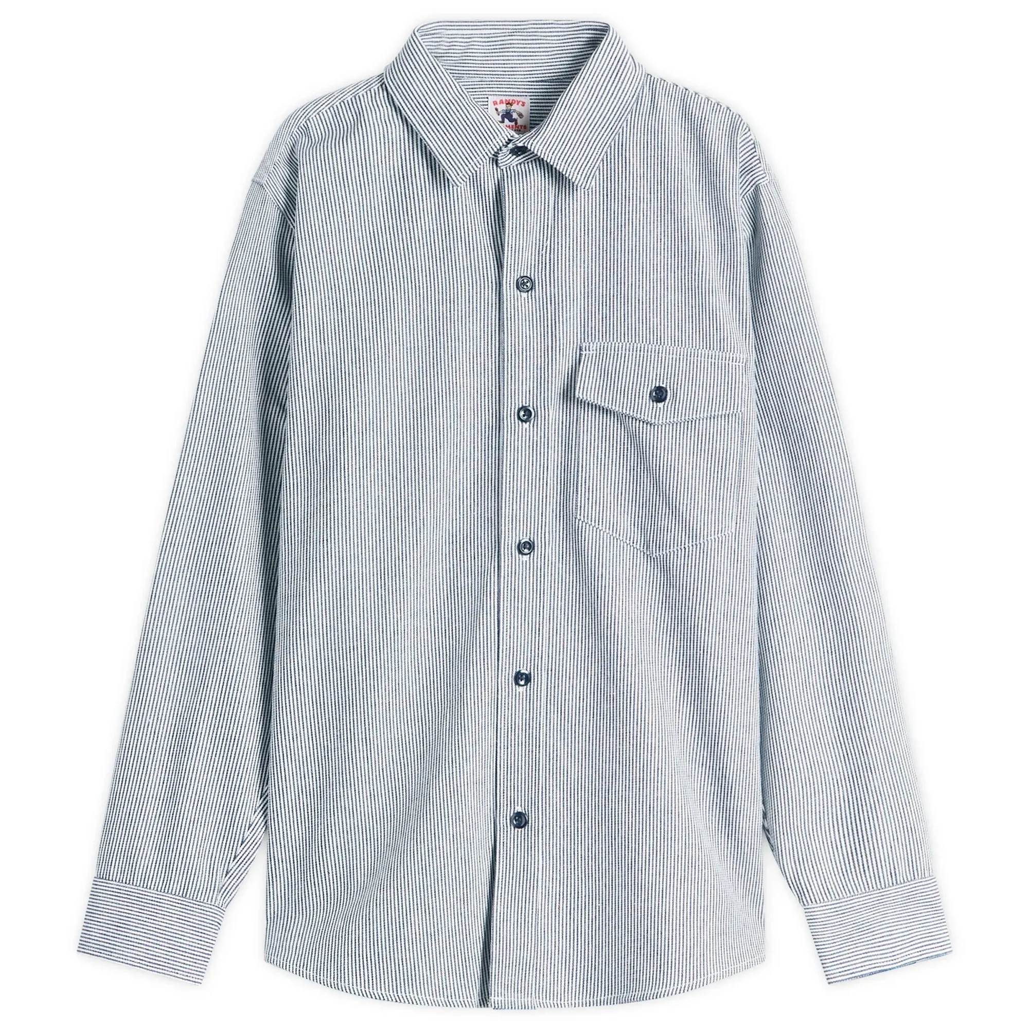Randy’s Garments  1 Pocket Shirt White/Indigo Stripe Denim