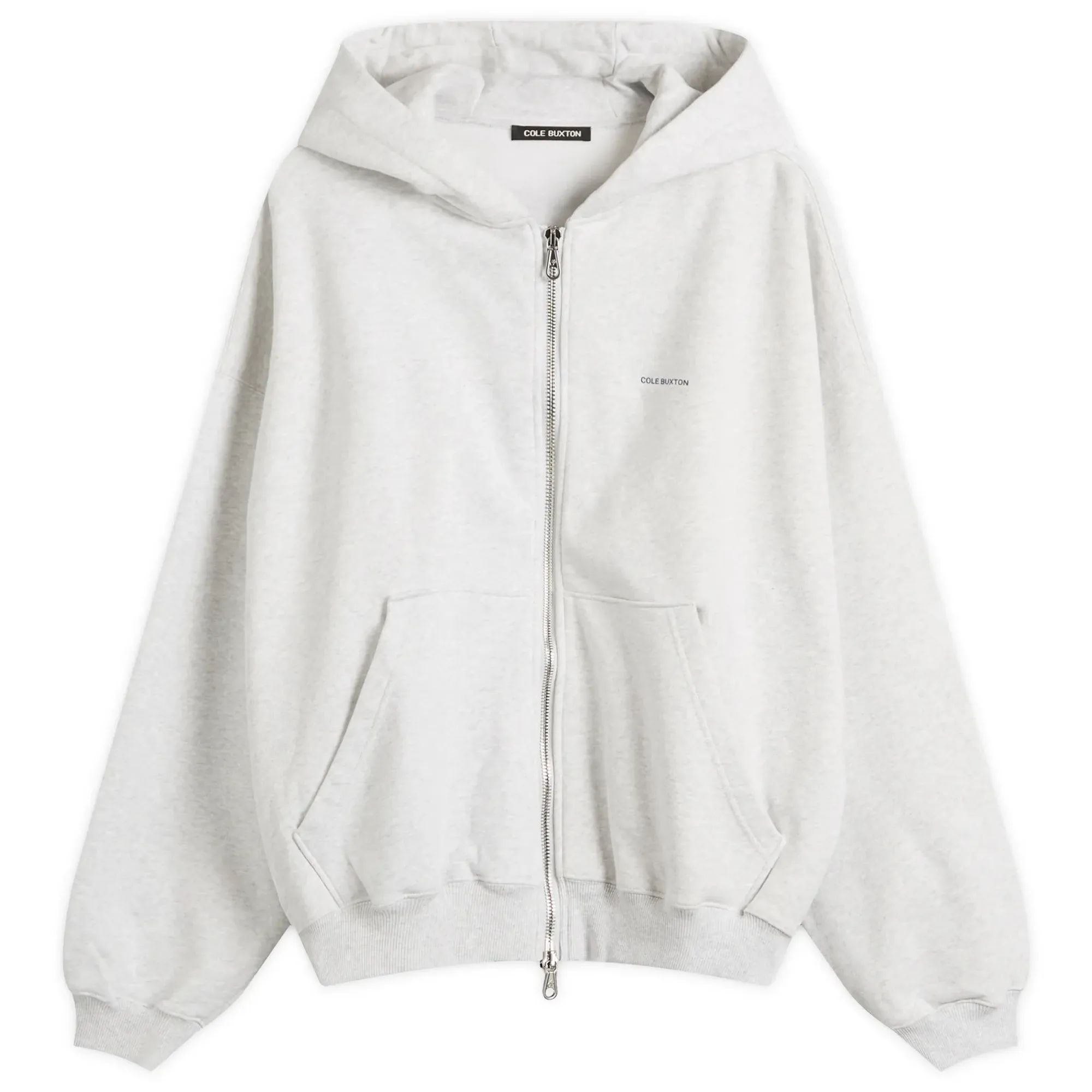 Cole Buxton Men's Mini Logo Zipped Hoodie Light Grey Marl