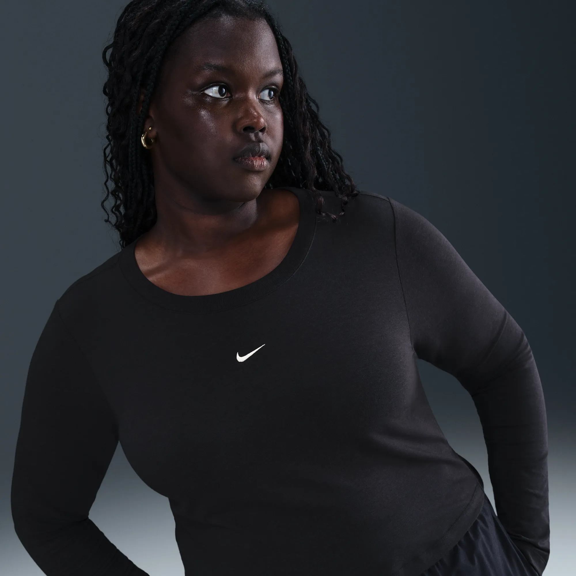 Nike Sportswear Chill Knit Slim Long-Sleeve Cropped Top - Black