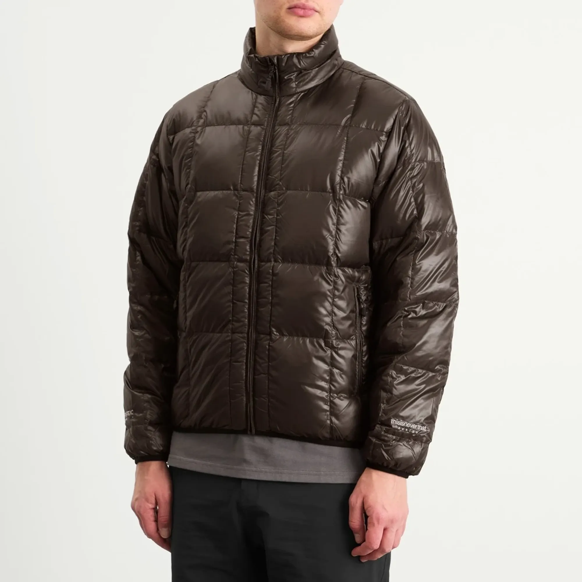 thisisneverthat Men's PERTEX Light Down Jacket Brown Black
