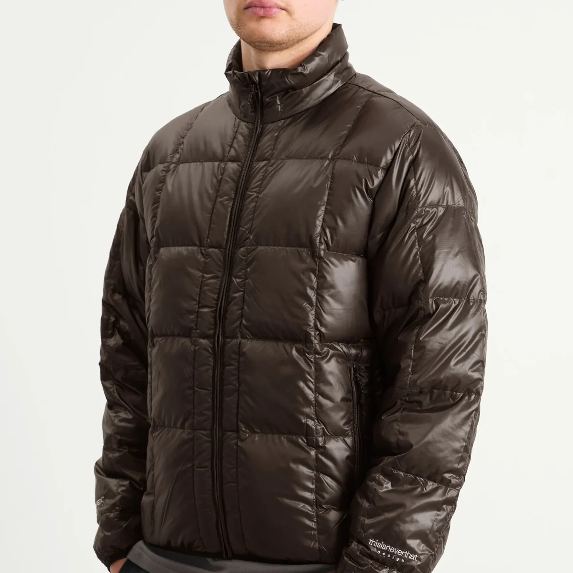thisisneverthat Men's PERTEX Light Down Jacket Brown Black