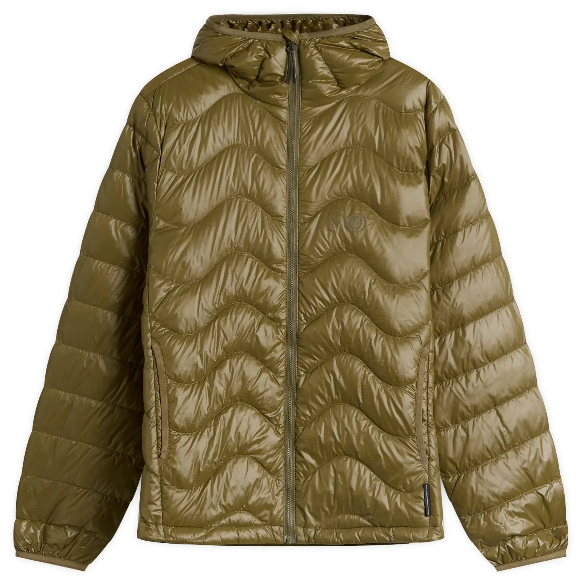 Purple Mountain Observatory Men's Waves Hooded Puffa Jacket Dark Olive