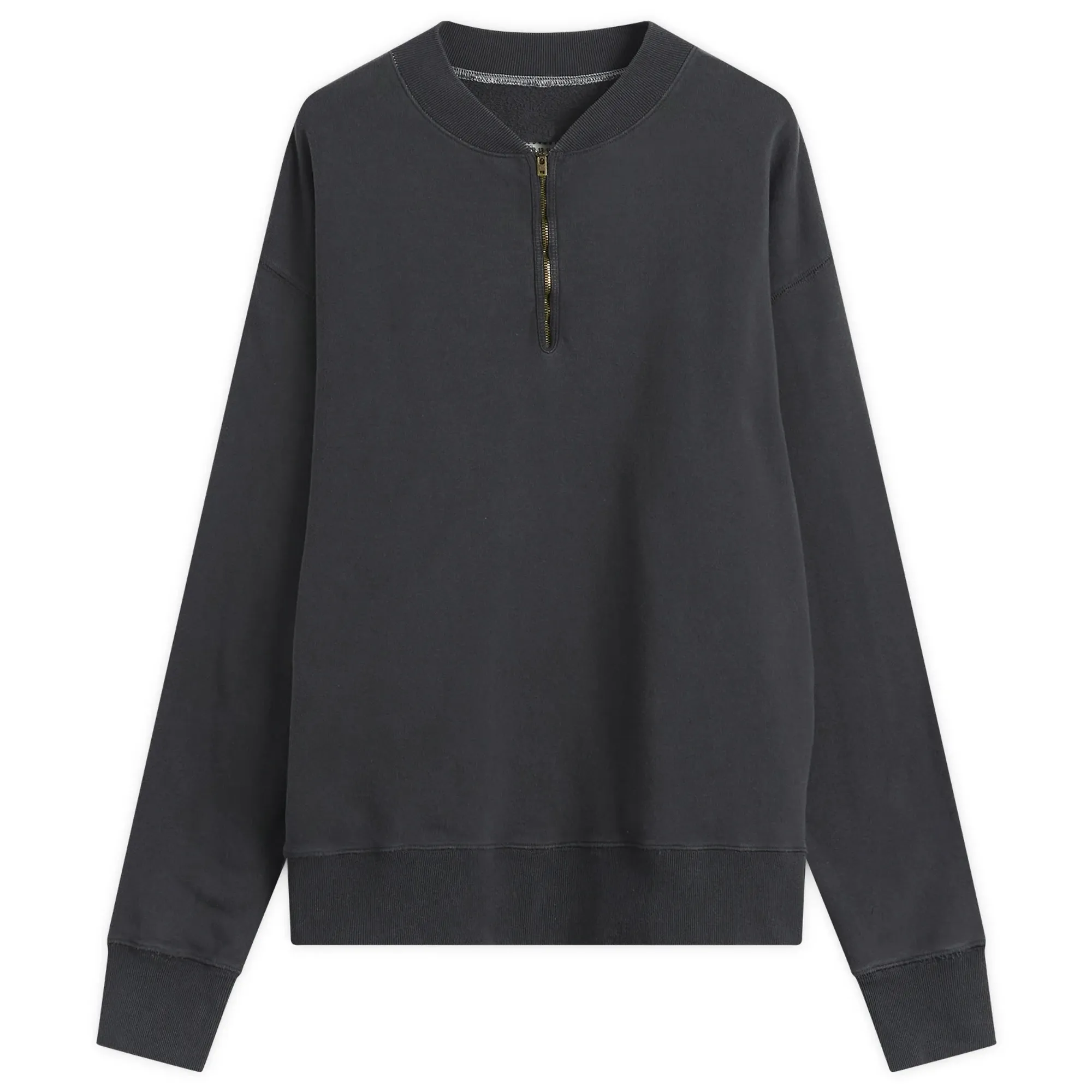Maison Margiela Men's Zip Neck Washed Sweatshirt Vintage Carbon