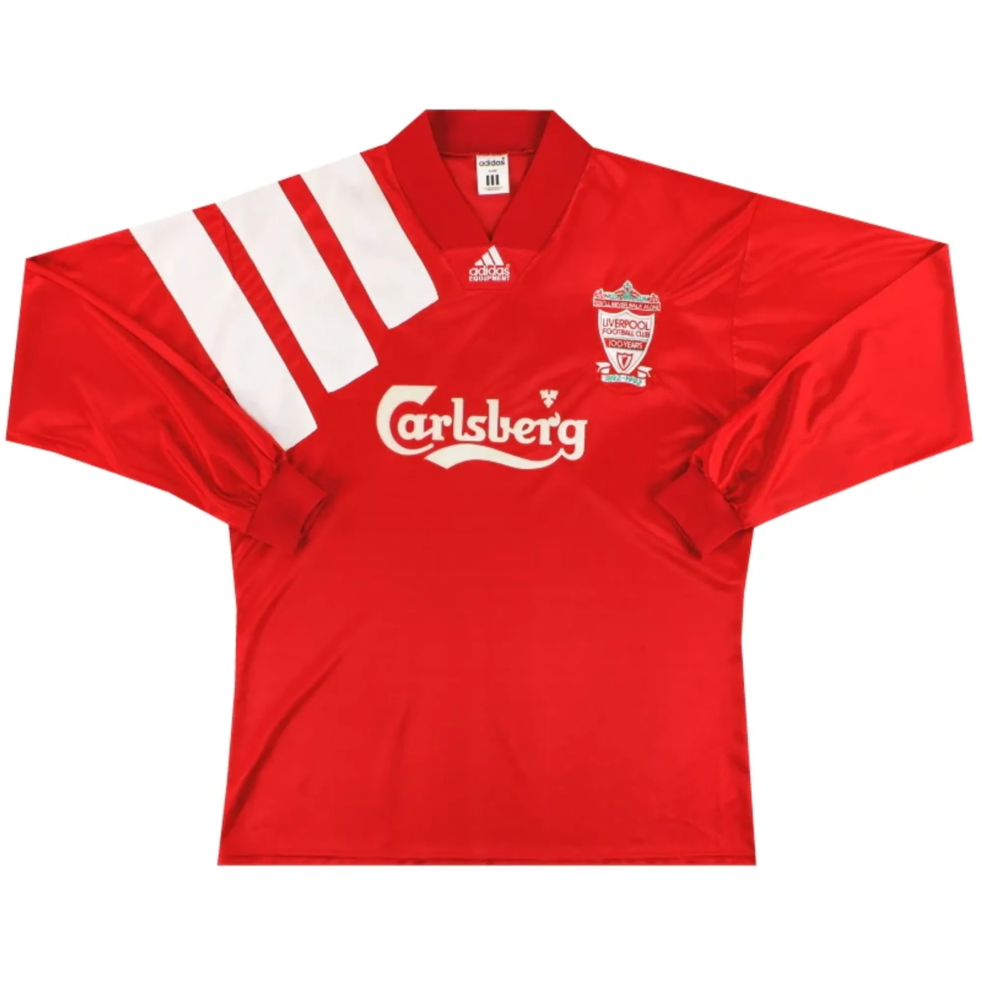 1992-93 Liverpool adidas Player Issue Centenary Home Shirt L/S L/XL - Liverpool / Excellent 
