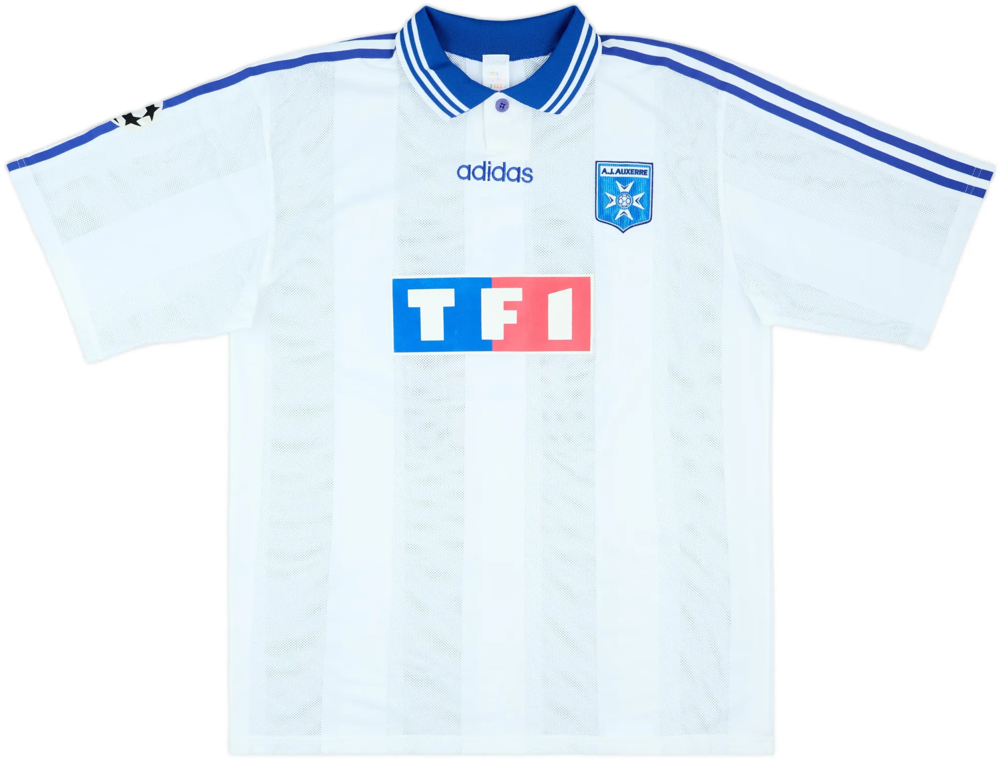 adidas Auxerre Mens SS Player Issue Home Champions League Shirt 1996/97